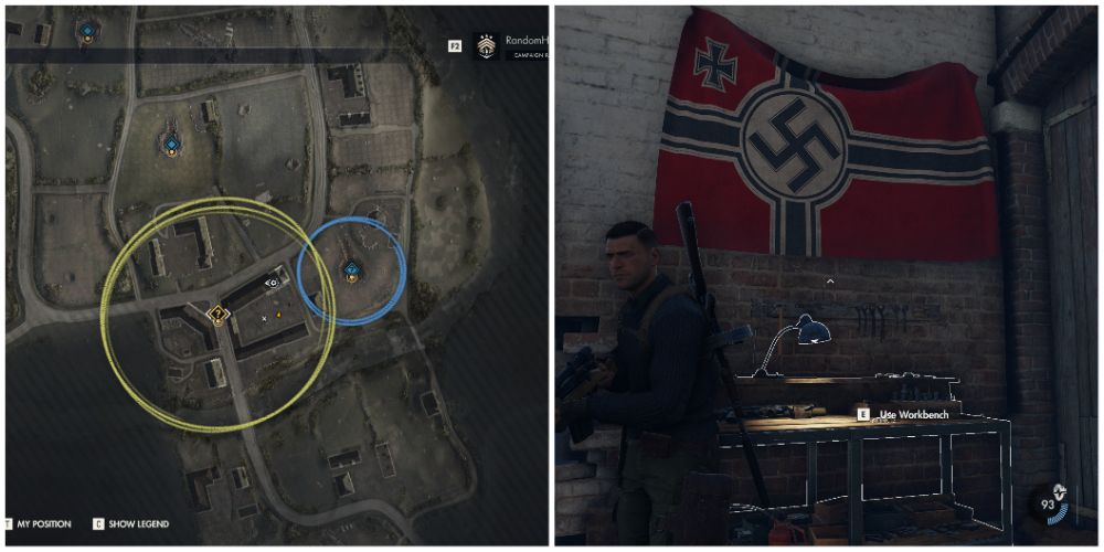 A Map Showing The Location Of The Pistol Workbench In Sniper Elite 5 Mission Six