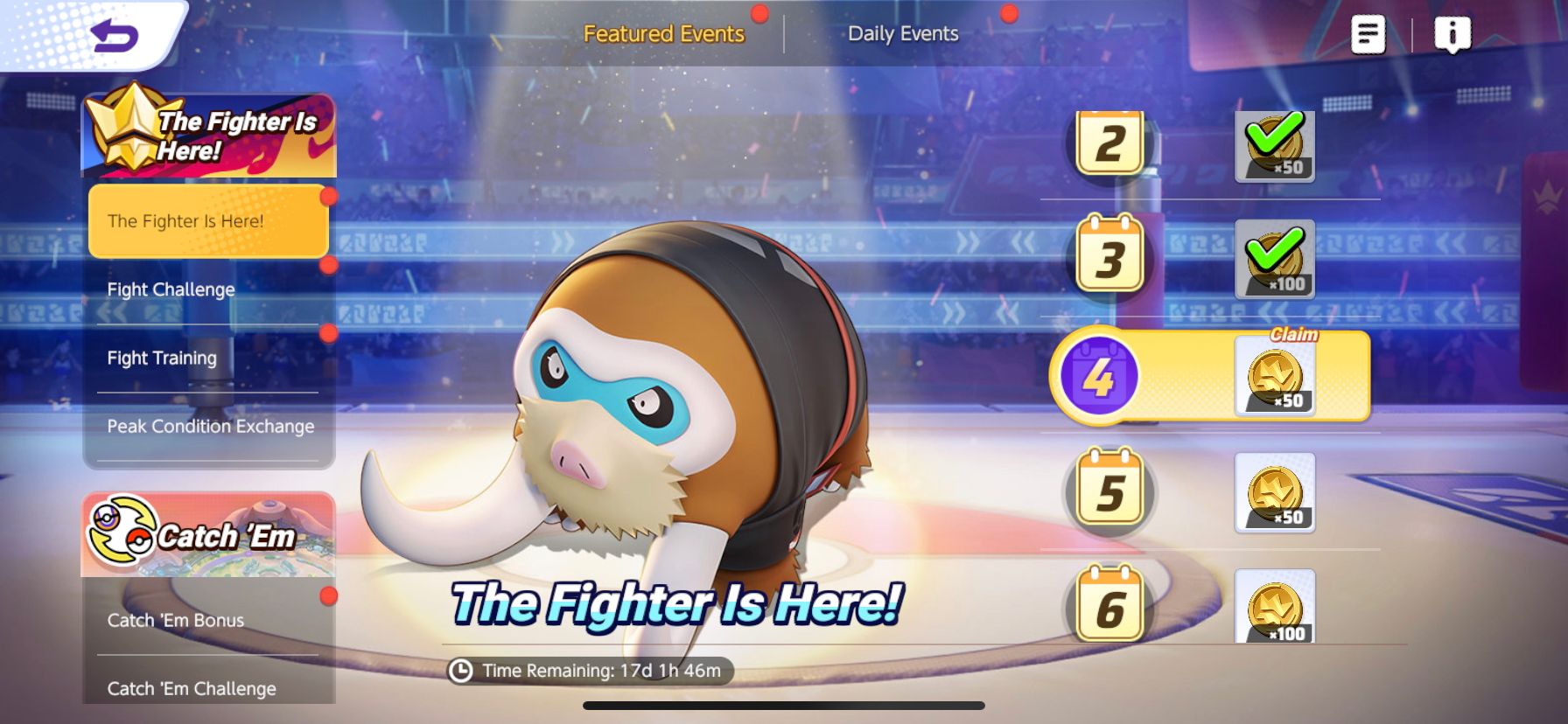 Pokemon Unite The Fighter Is Here Event Mission screen