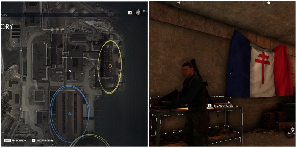 A Map Showing The Location Of The Rifle Workbench In Mission Four Of Sniper Elite 5