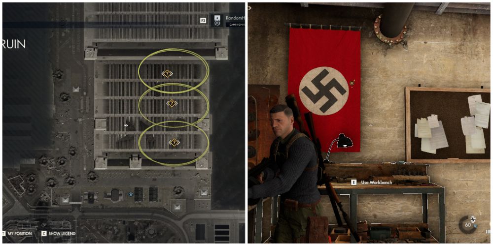 A Map Showing The Location Of The Rifle Workbench In Mission Eight Of Sniper Elite 5