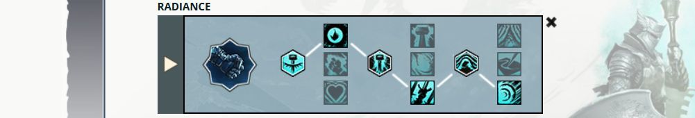 A screenshot of the optimal trait picks for Radiance using the Guild Wars 2 build editor