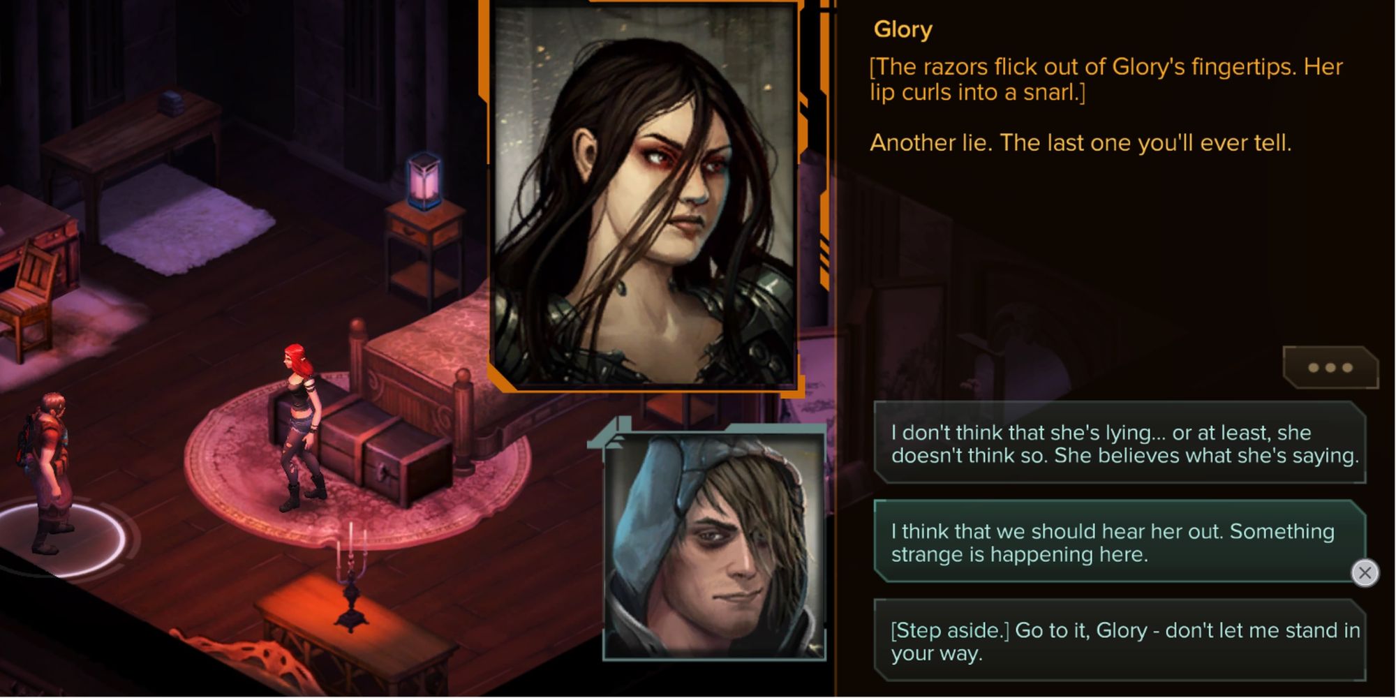 Shadowrun Dragonfall Glory's personal mission dialogue