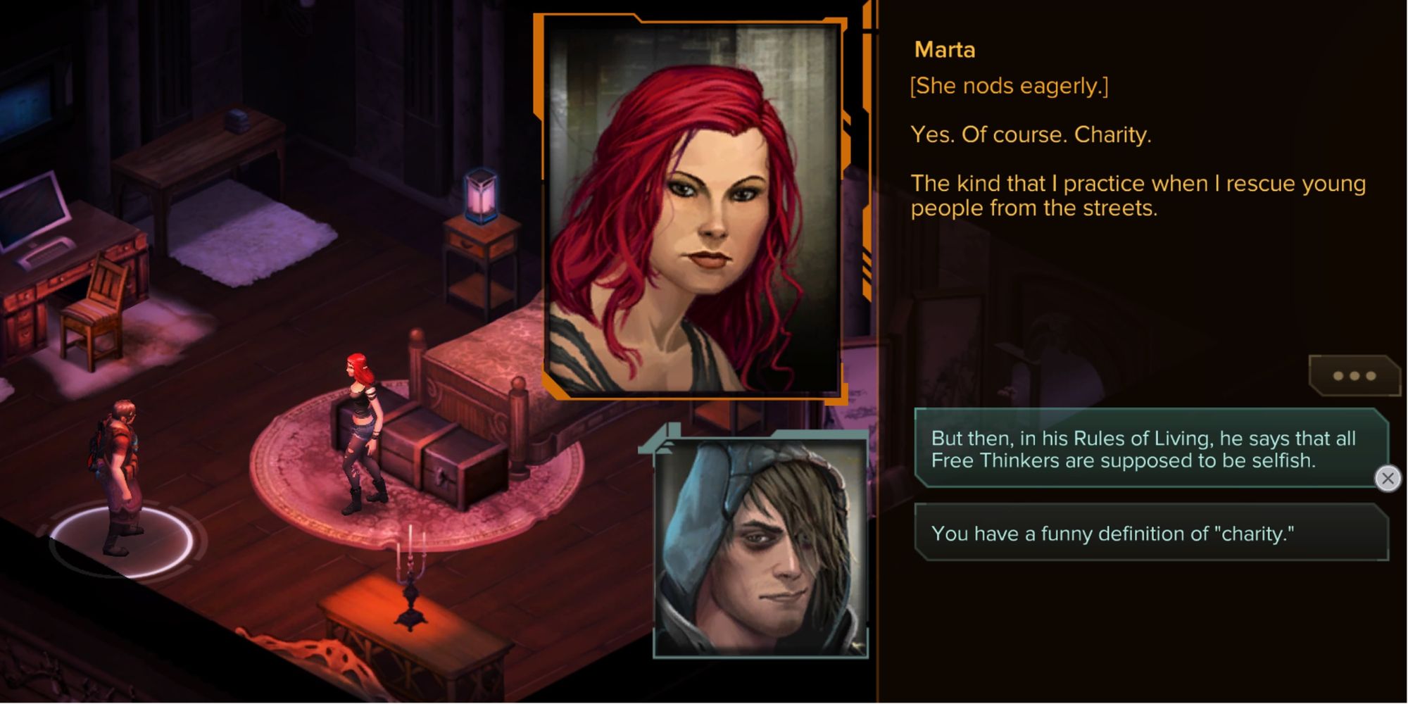 Shadowrun Dragonfall dialogue with Marta in Glory's mission