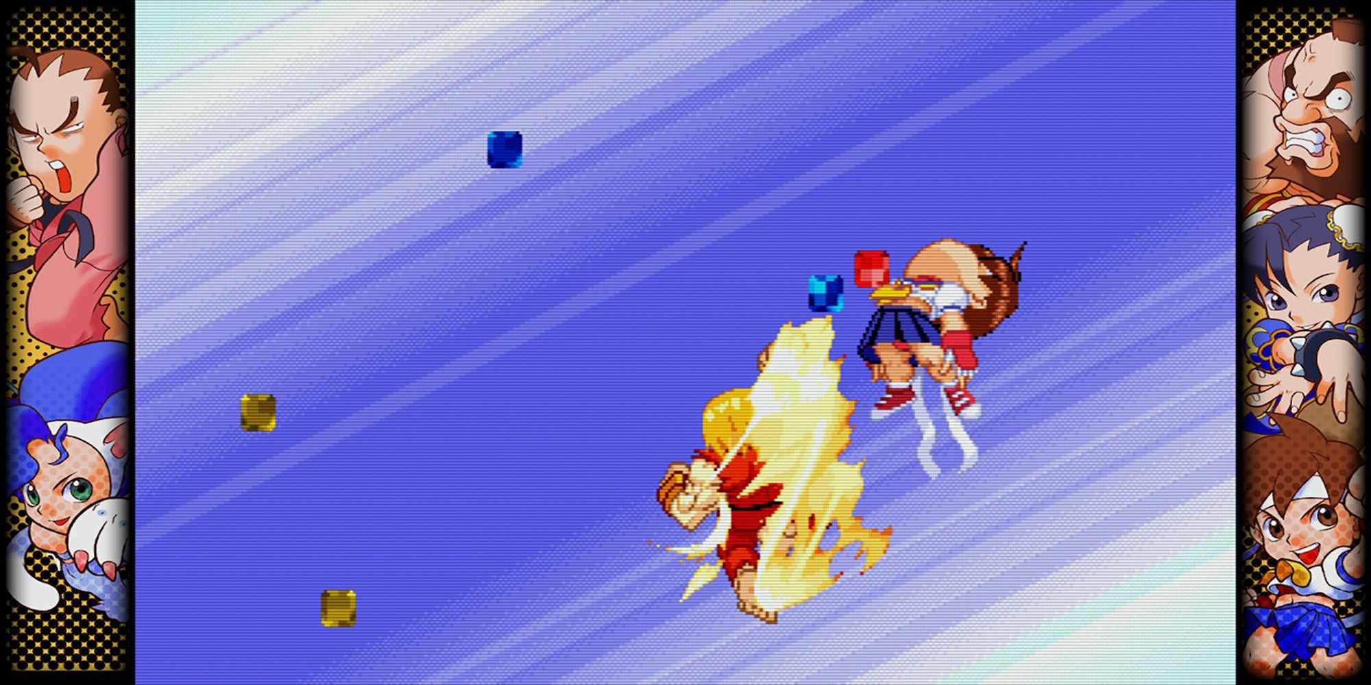 Ken takes out Sakura with Shoryureppa Mighty Combo finish in Pocket Fighter, a game in Capcom Fighting Collection.