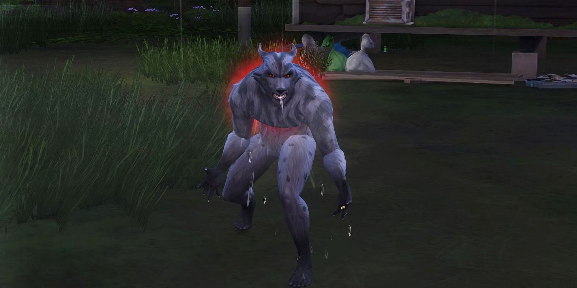 Greg the werewolf from The Sims 4, filled with Fury
