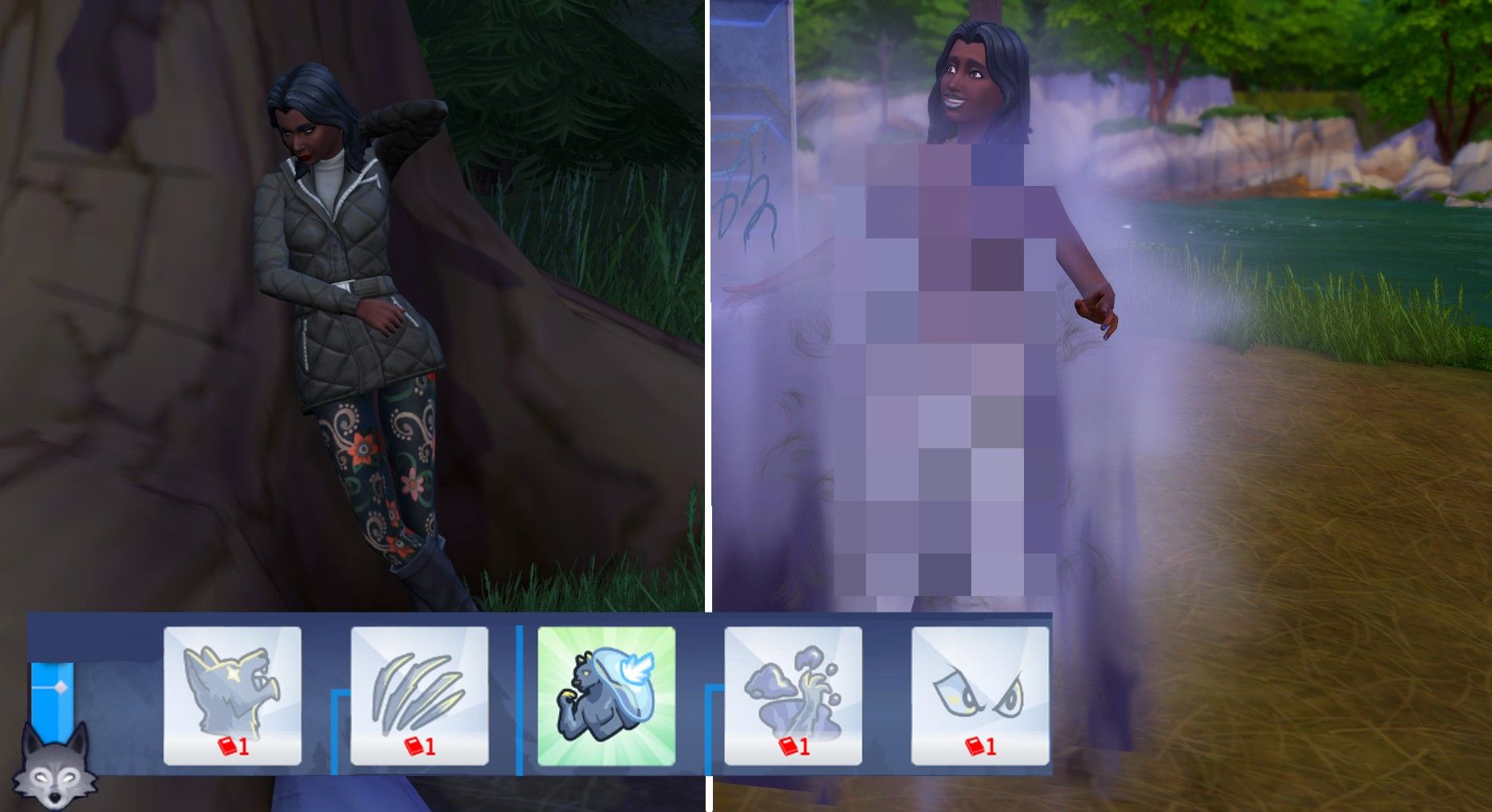 A werewolf using the Veteran rank abilities in Sims 4 Werewolves