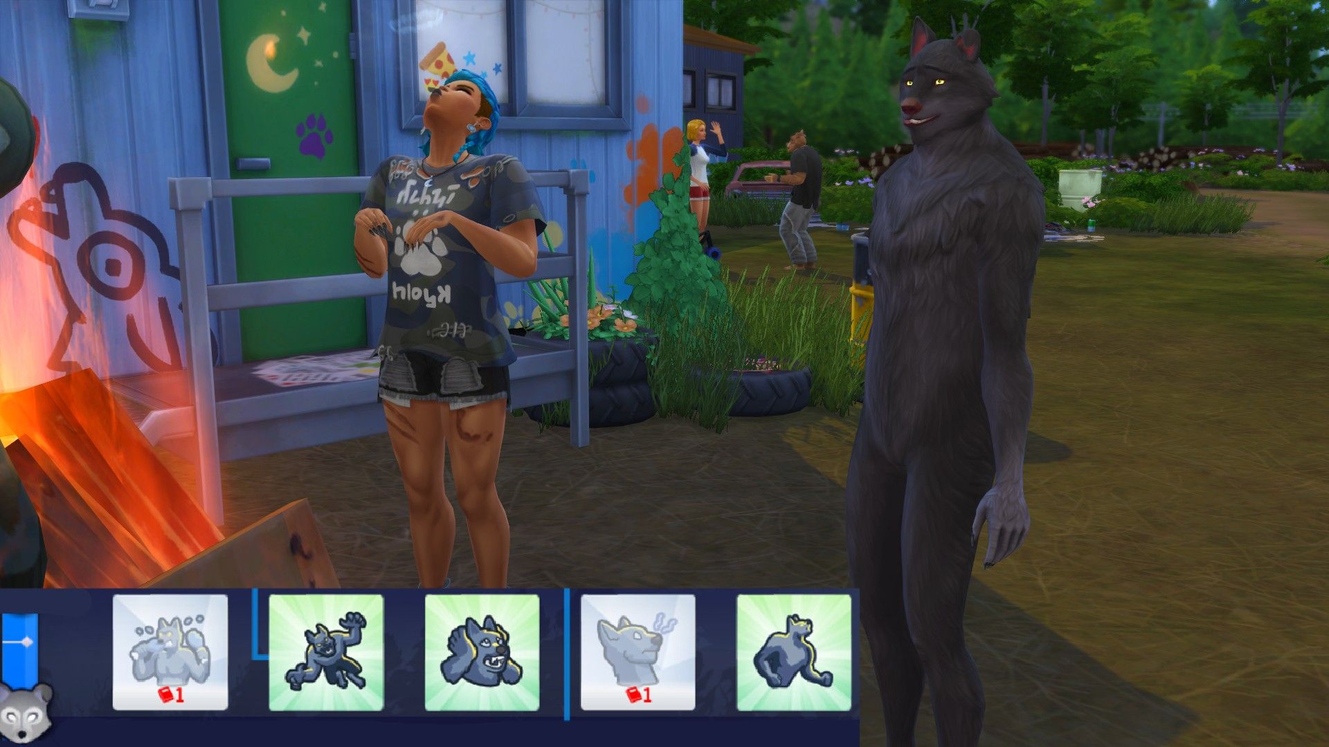 A werewolf using somber howl from the run abilities in Sims 4 Werewolves