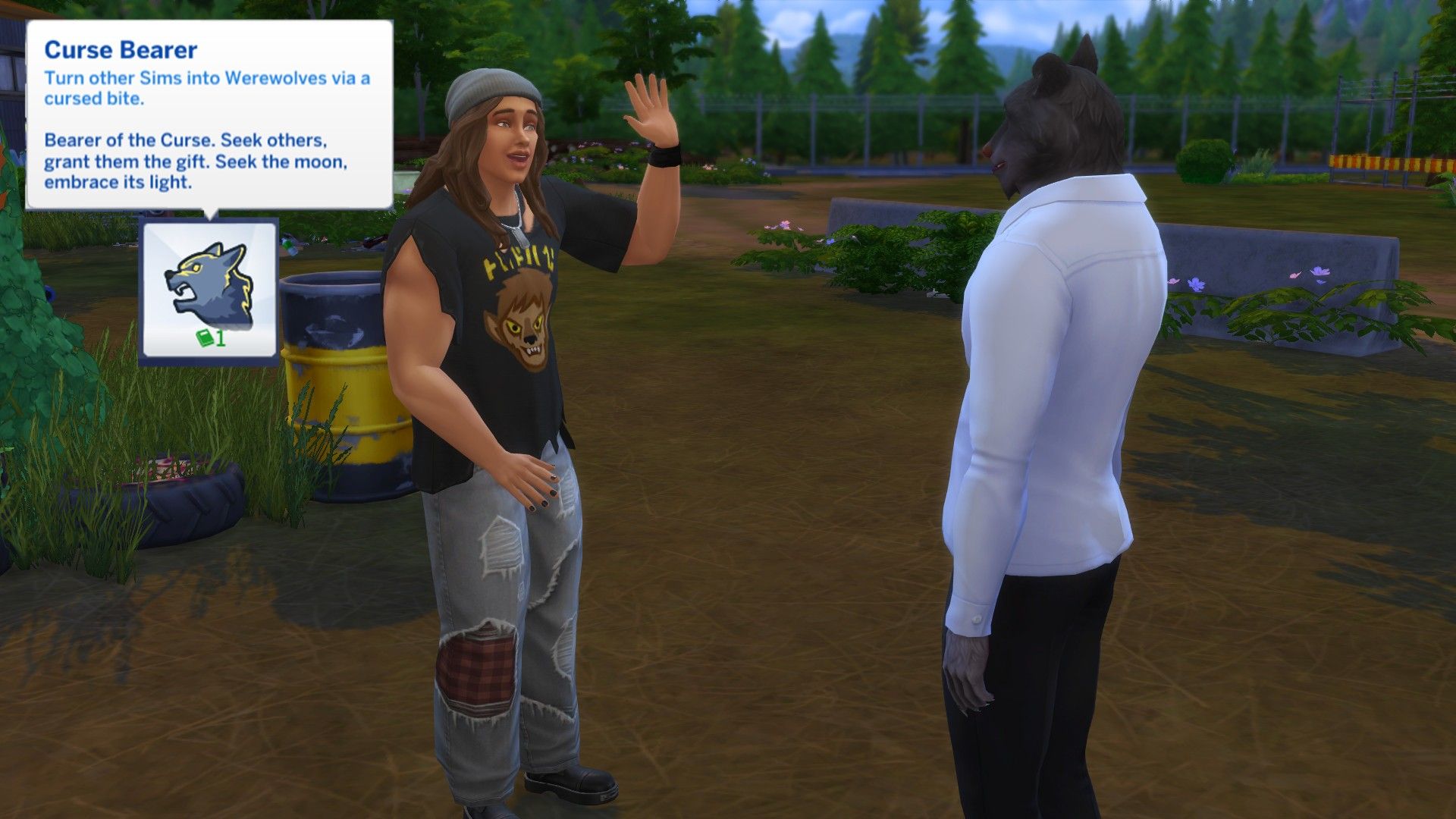 Befriending a werewolf Sim who can give you a Cursed Bite in The Sims 4 Werewolves