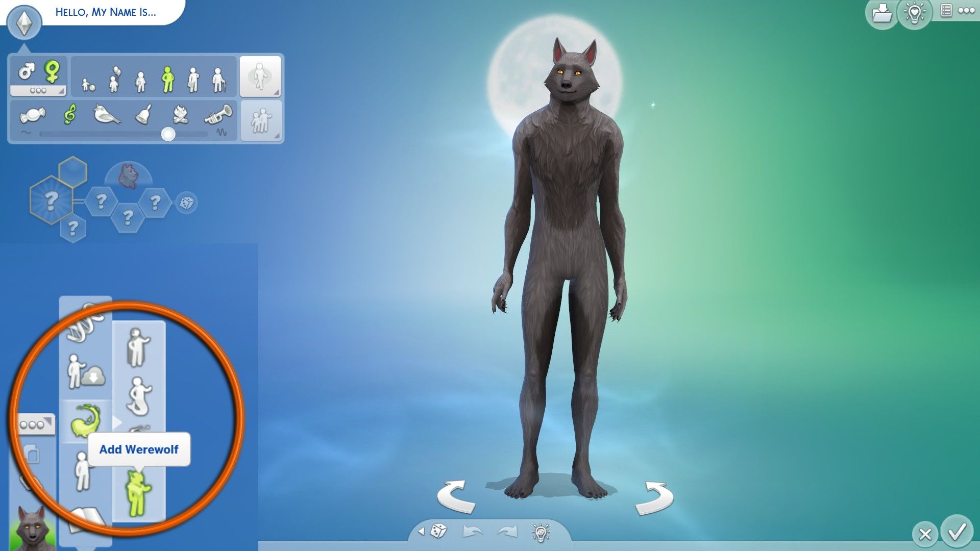 Creating a werewolf Sim in Create A Sim in The Sims 4 Werewolves