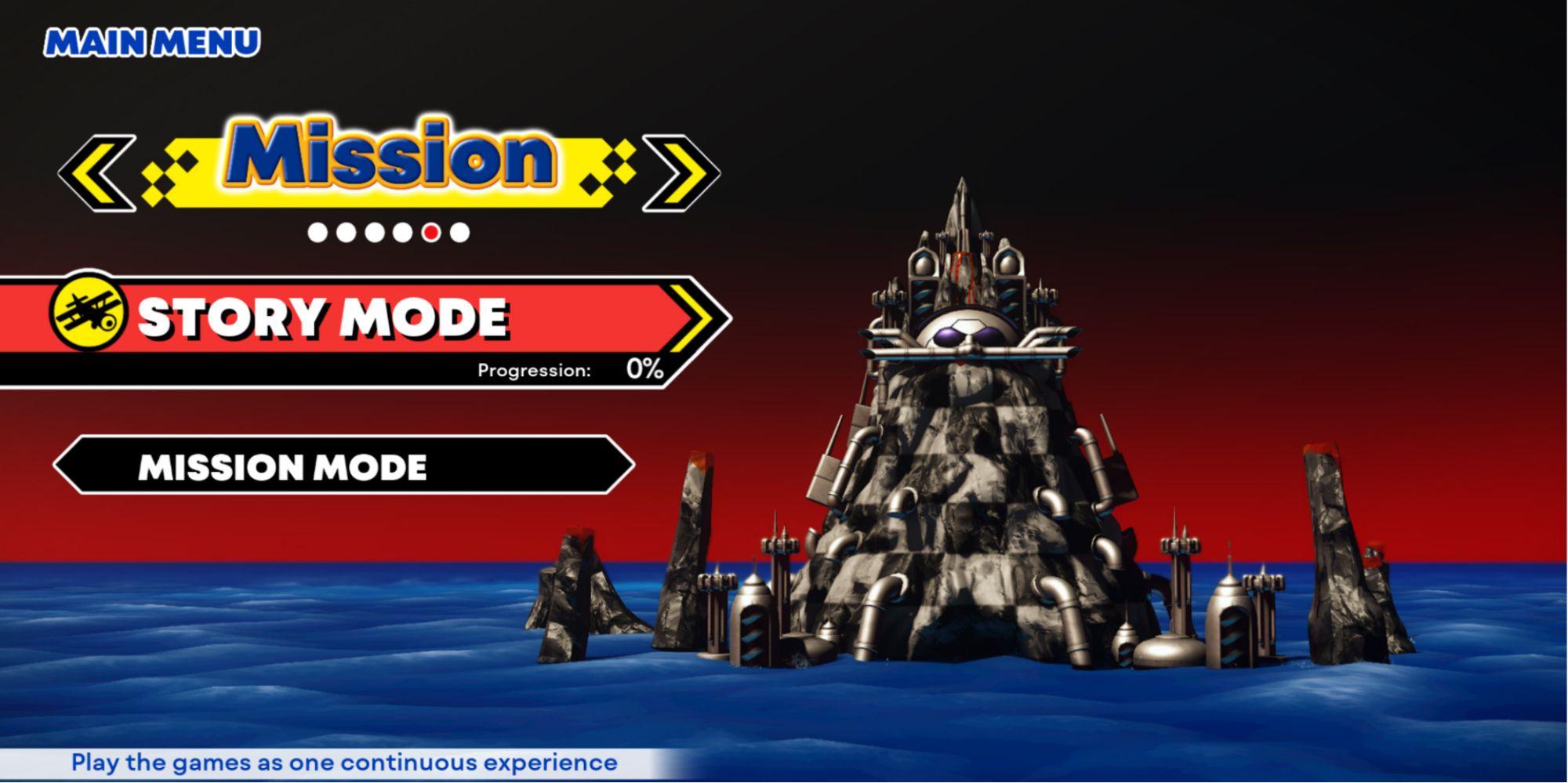 Sonic Origins Mission Mode Selection Screen