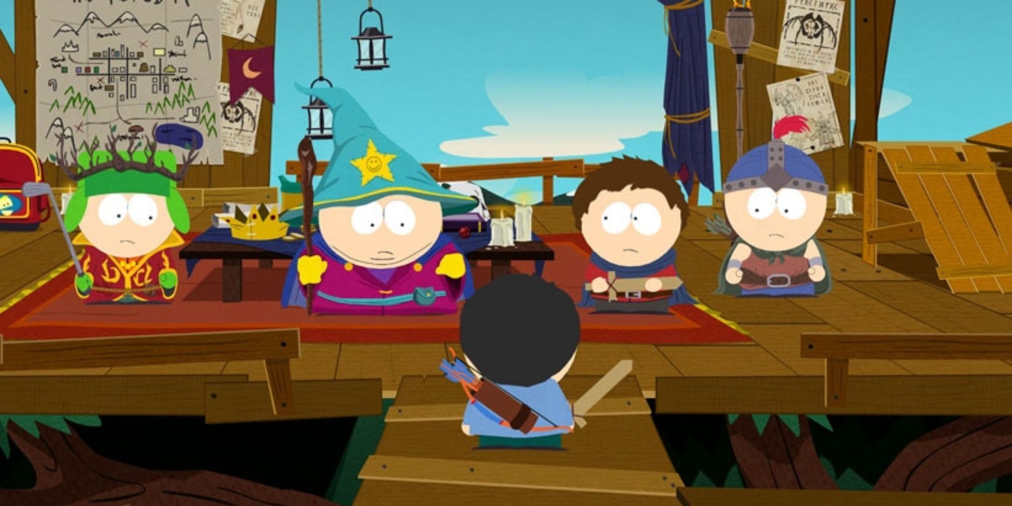 South Park Stick Of Truth - Kyle, Eric, Clyde, and Stan in Kupa Keep Talking to New Kid
