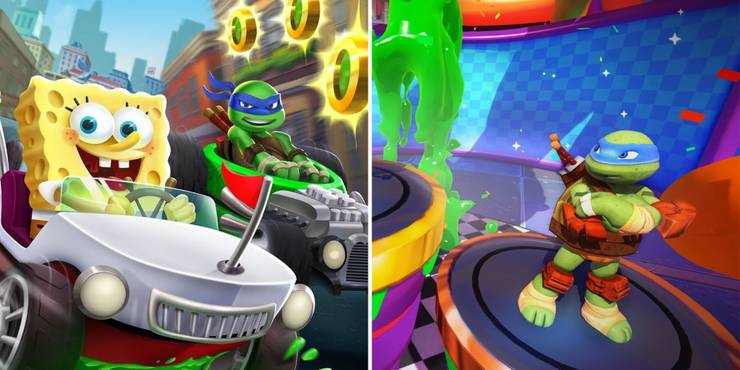 SpongeBob-and-Leonardo-drive-karts-Leonardo-looks-dissappointed.jpg (740×370)