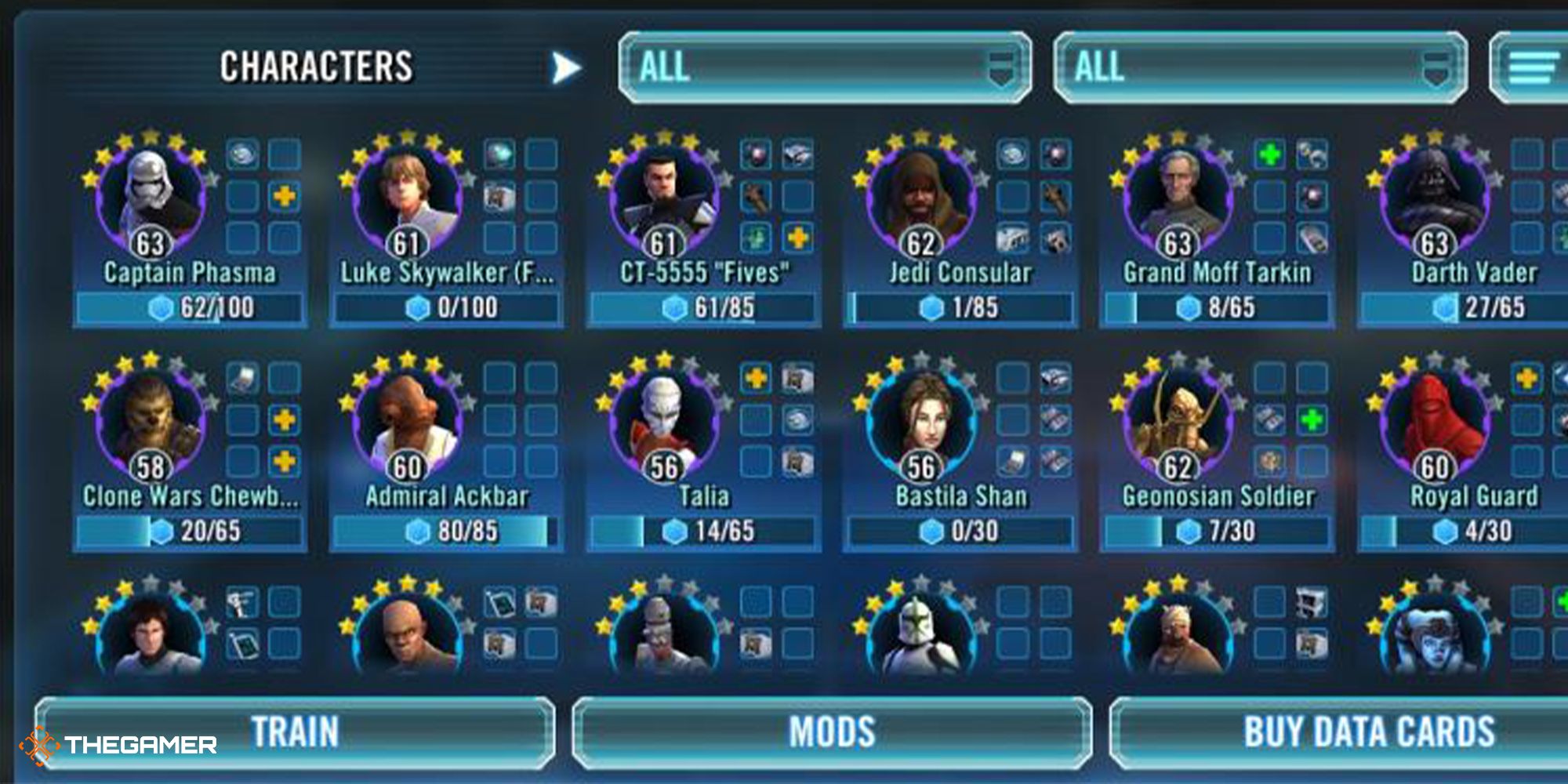 Star Wars Galaxy of Heroes - characters