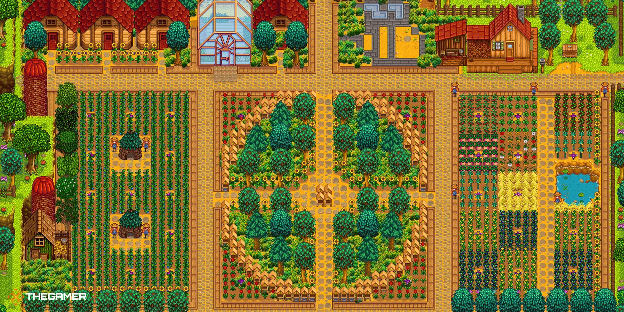 A Standard Farm in Stardew Valley with tons of crops and fruit trees