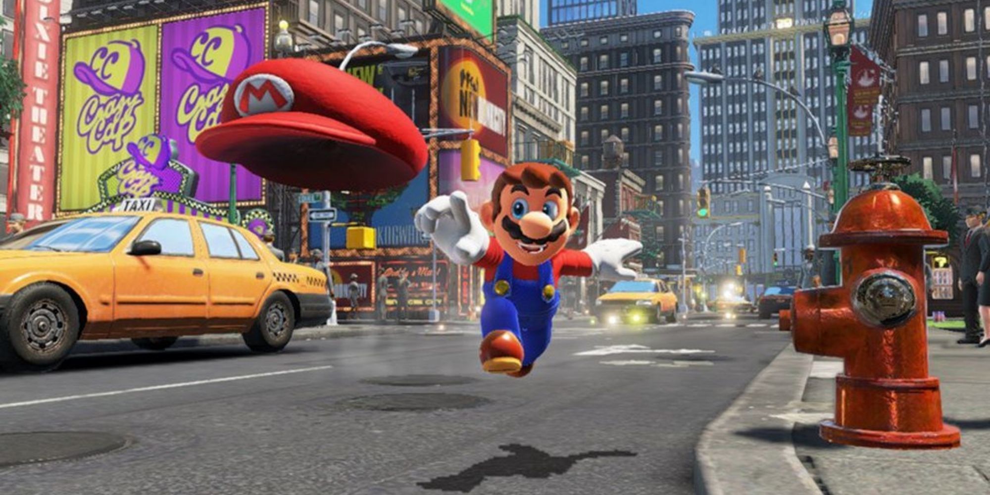 Mario throws Cappy in New Donk City