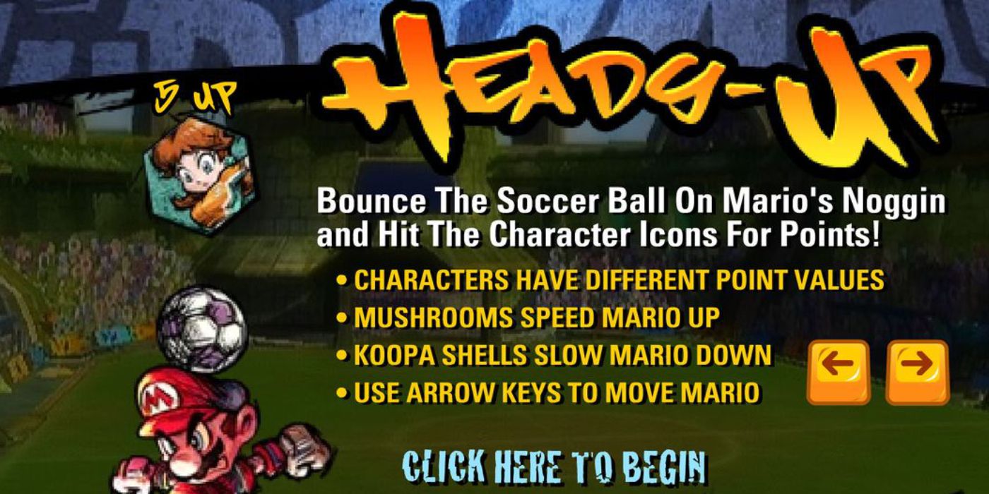 Super Mario Strikers Heads Up Browser Game