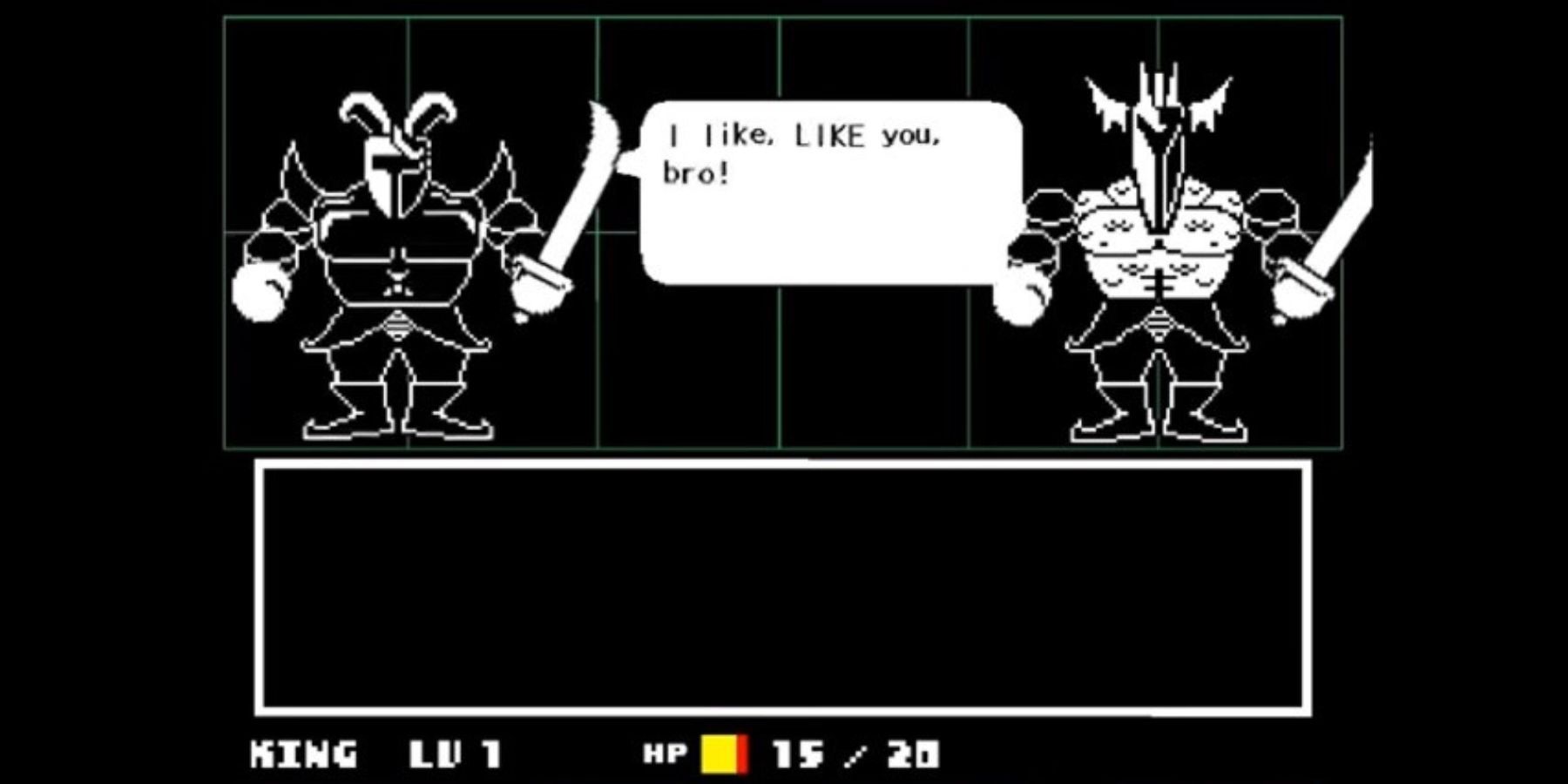 Undertale combat against two knights, one confessing their love to the other