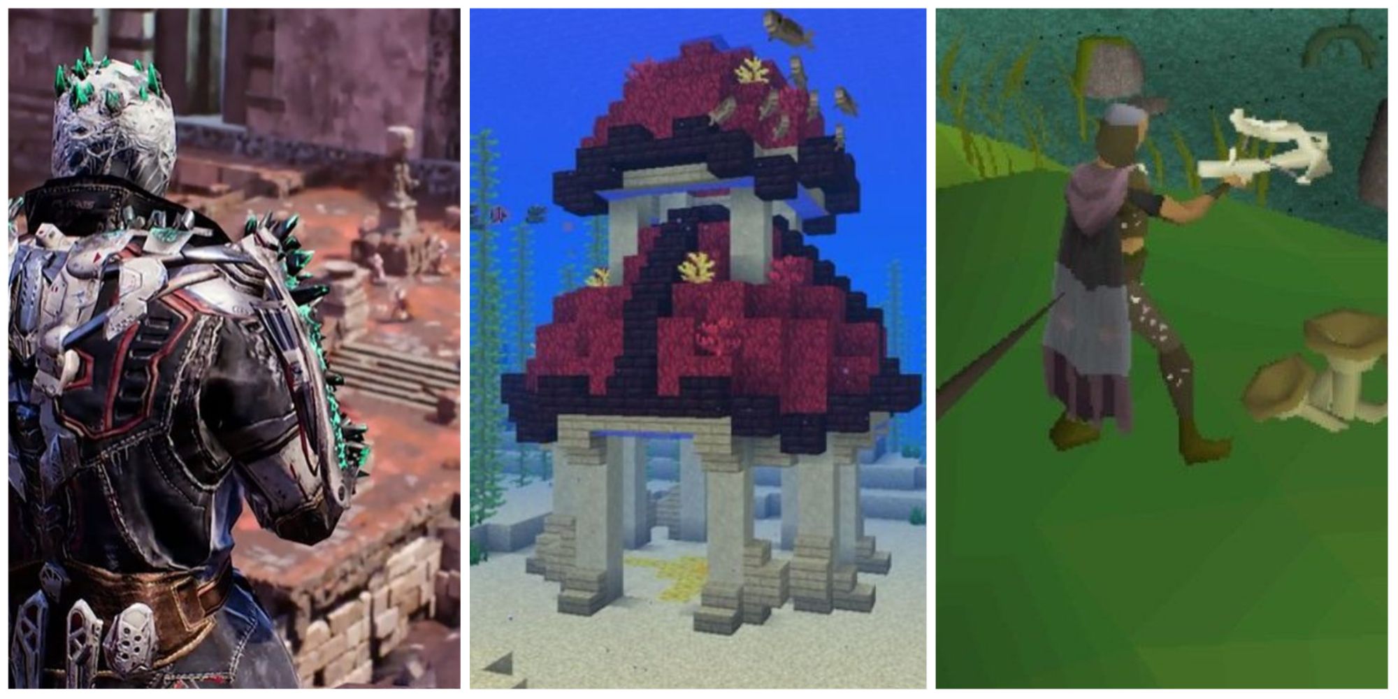 Valorant, underwater Minecraft hut, and runescape character