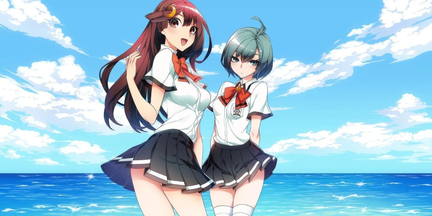 Maimi and Mio stand in front of a body of water