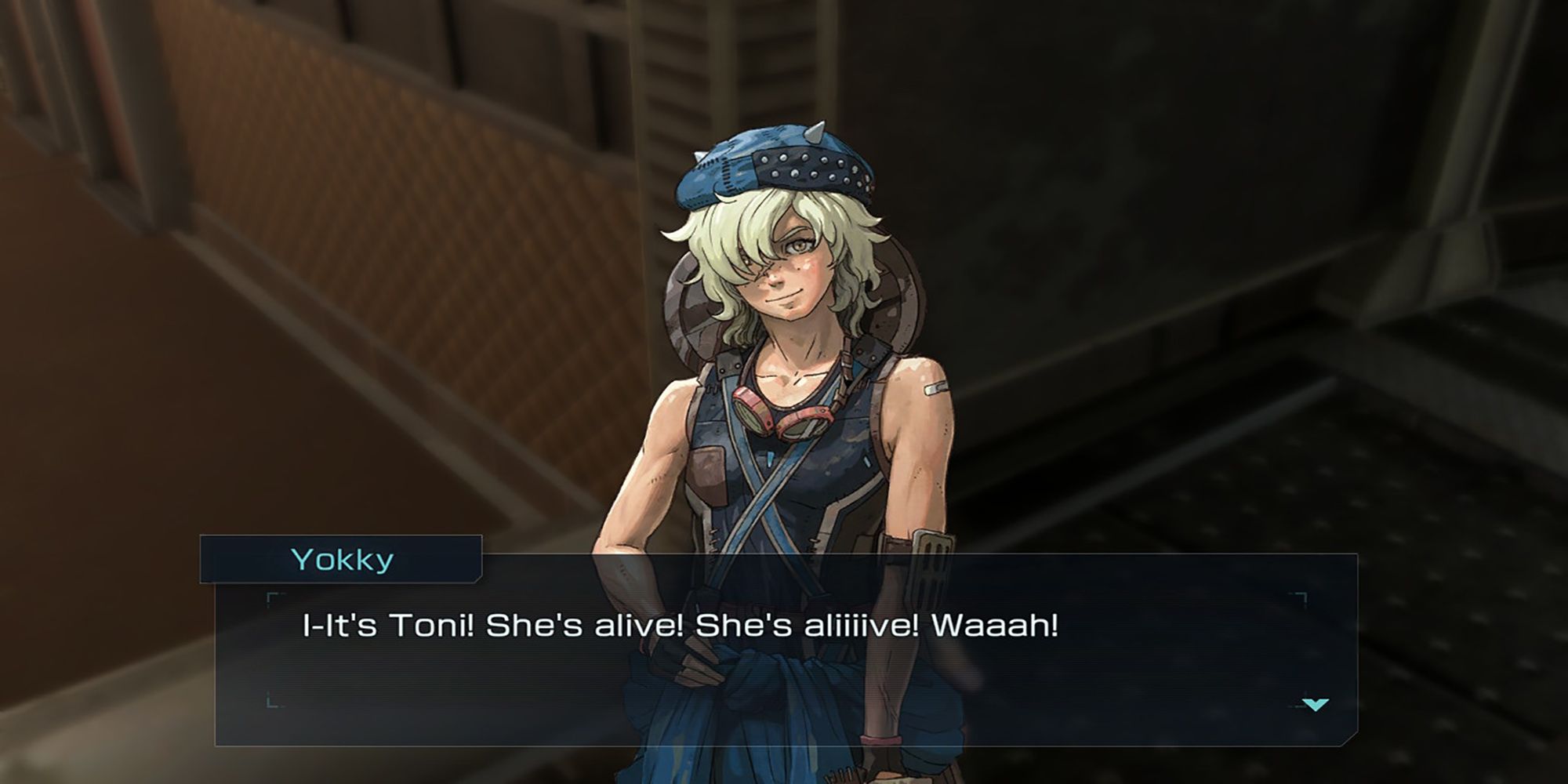 Yokky Rejoices upon hearing that Toni has survived the apocalypse, as she recovers at Iron Base, in Metal Max Xeno Reborn.