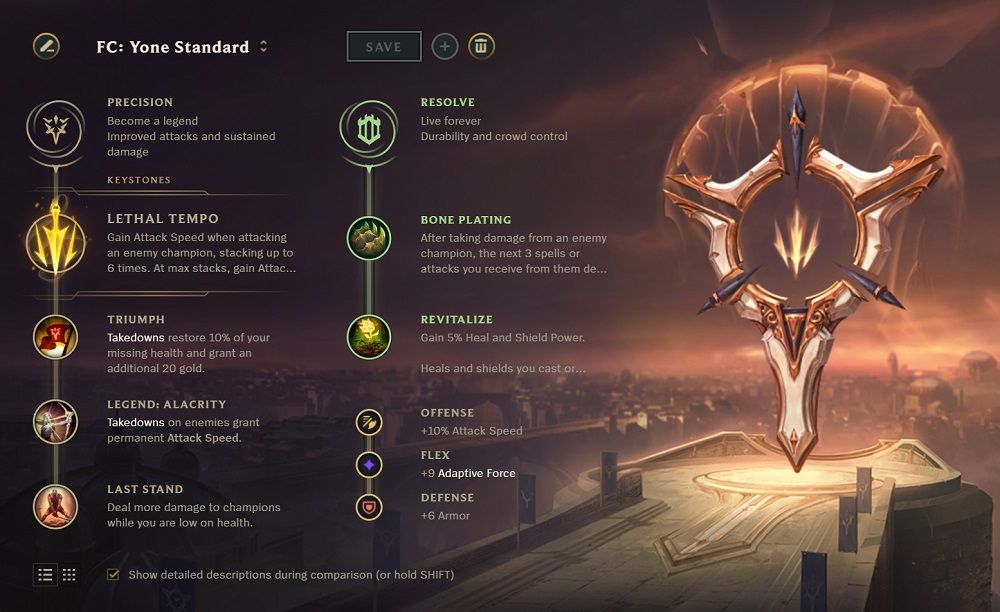 Image showing the best runes for Yone