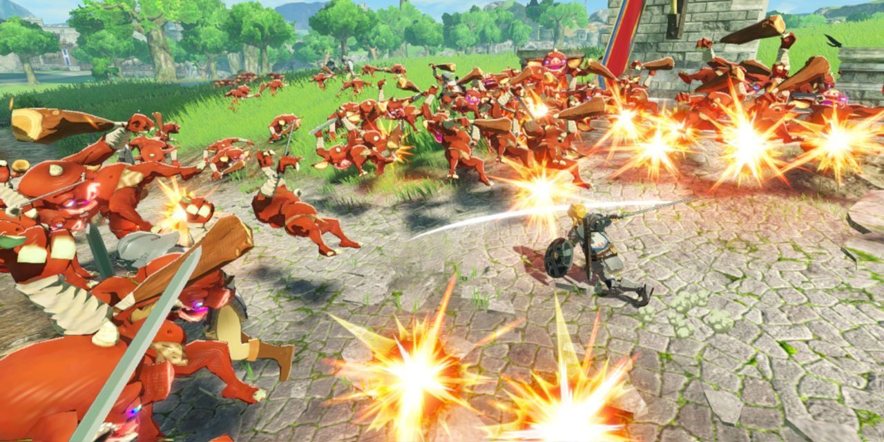 A screenshot showing gameplay in Hyrule Warriors: Age of Calamity