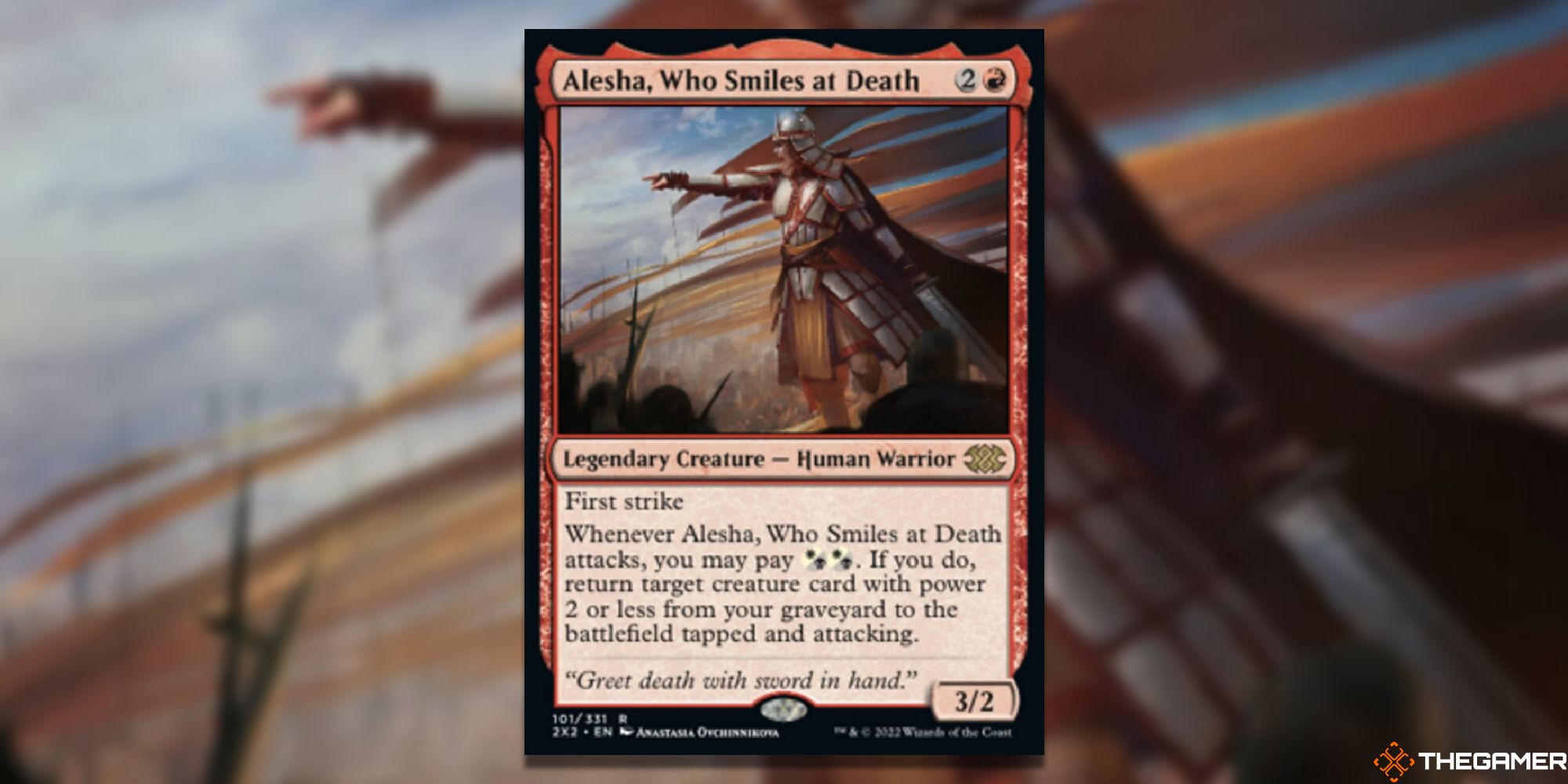 Magic: The Gathering Alesha, Who Smiles at Death full card with background
