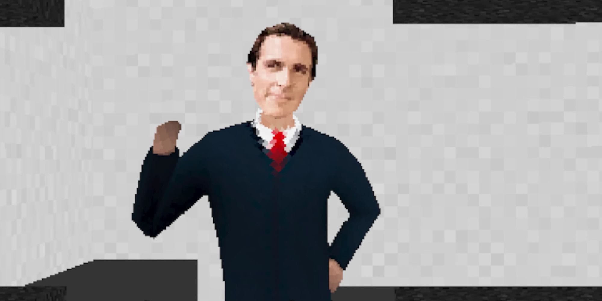a pixelated patrick bateman in american psycho ds
