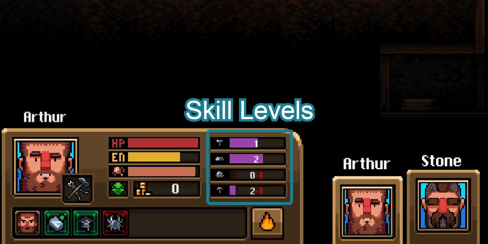skill level panel highlighted