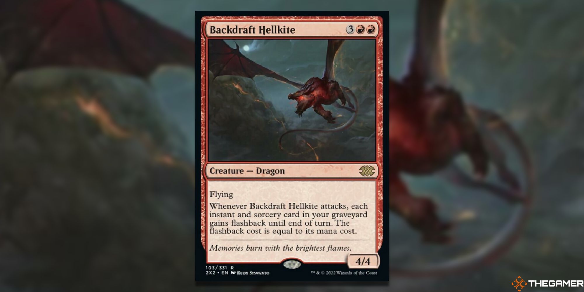 Magic: The Gathering Backdraft Hellkite full card with background