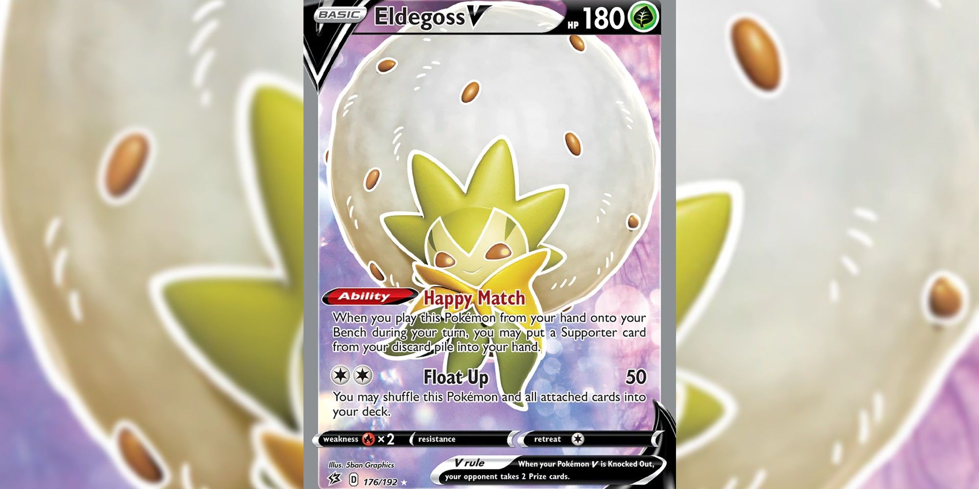 Eldegoss V card with blurred background