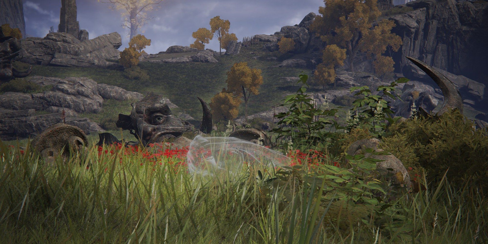 Elden Ring screenshot showing a ghost in Liurnia.