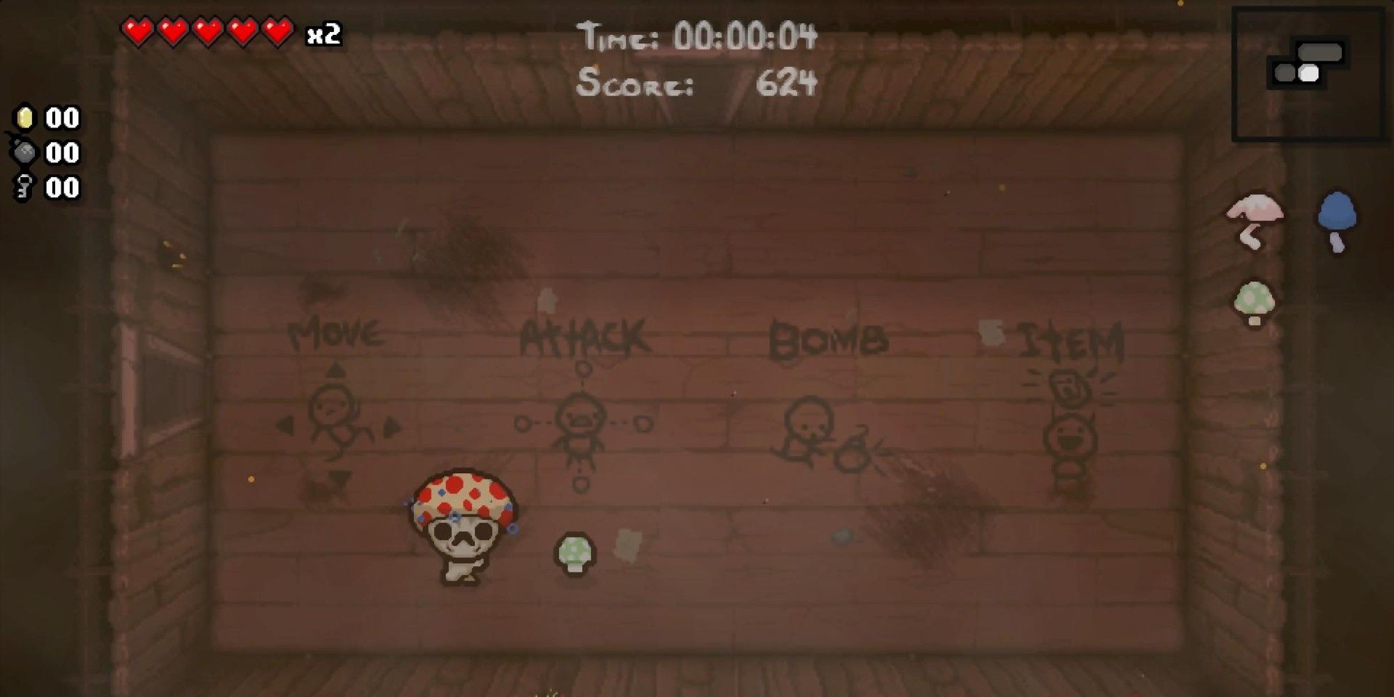The Binding of Isaac Fun Guy Transformation in the beginning room