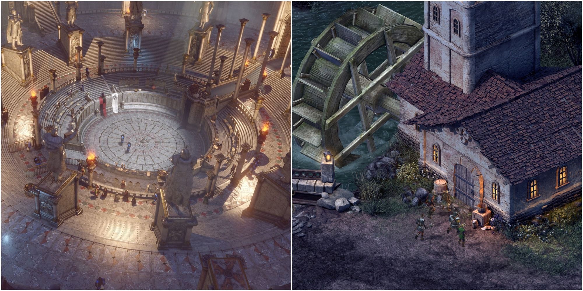 A collage showing gameplay in SpellForce 3 and Pillars of Eternity