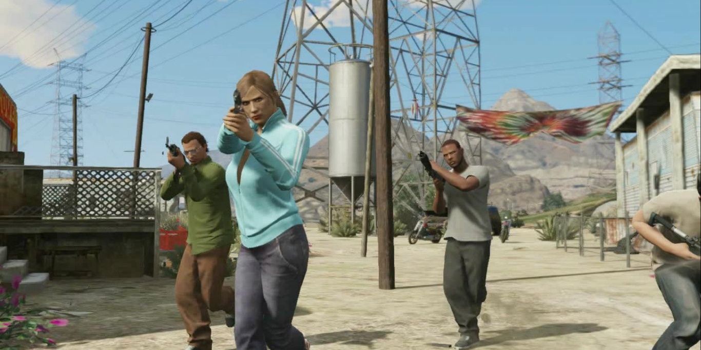 GTA Online characters holding guns