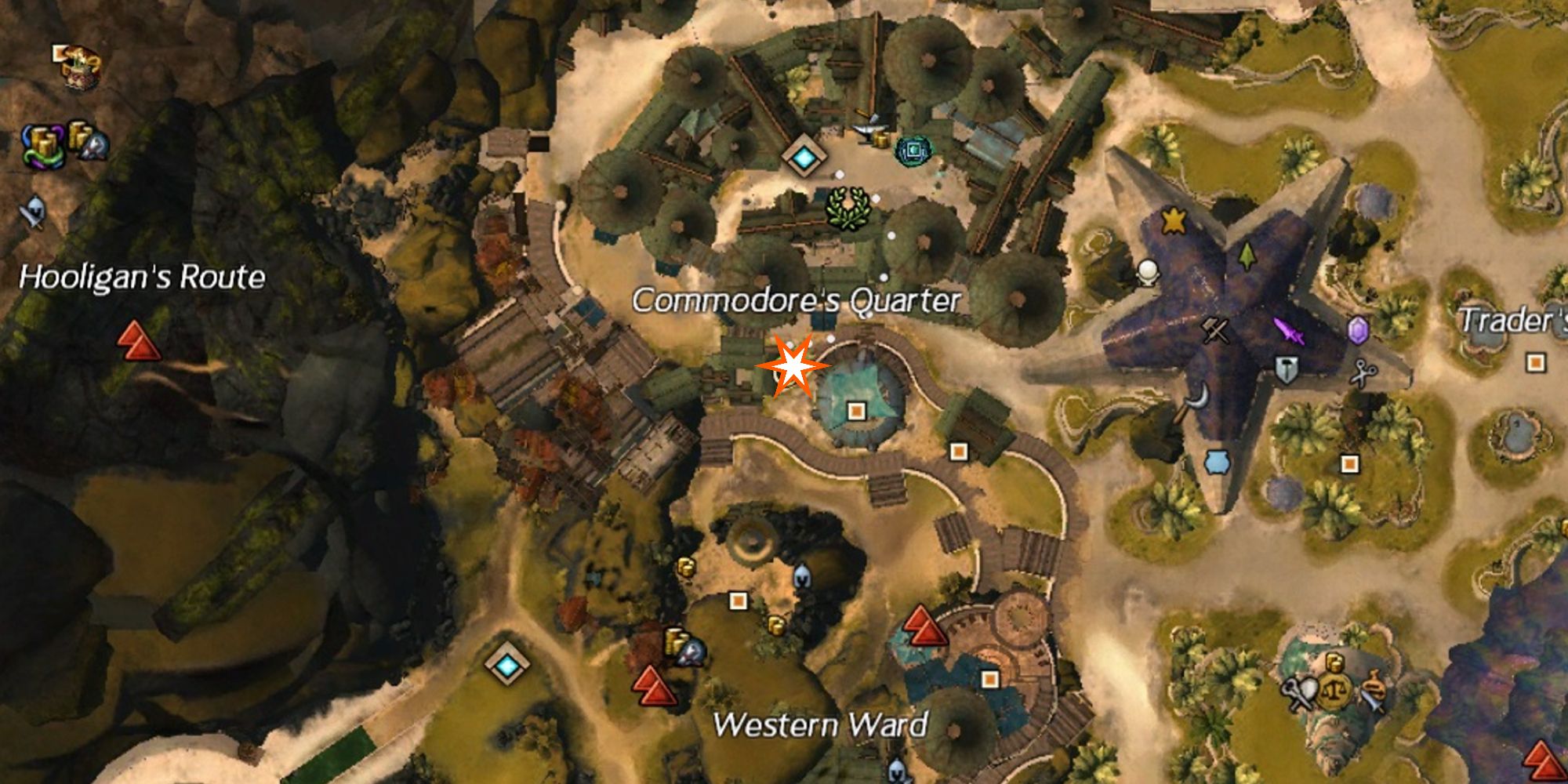 location of enchanted key highlighted on map of lions arch