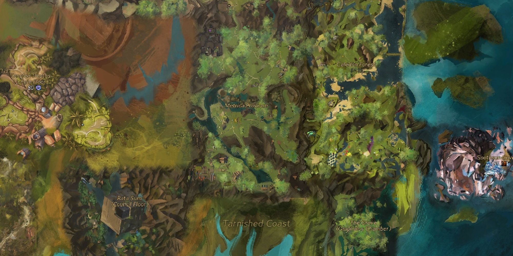 maguuma jungle areas shown on map of tyria