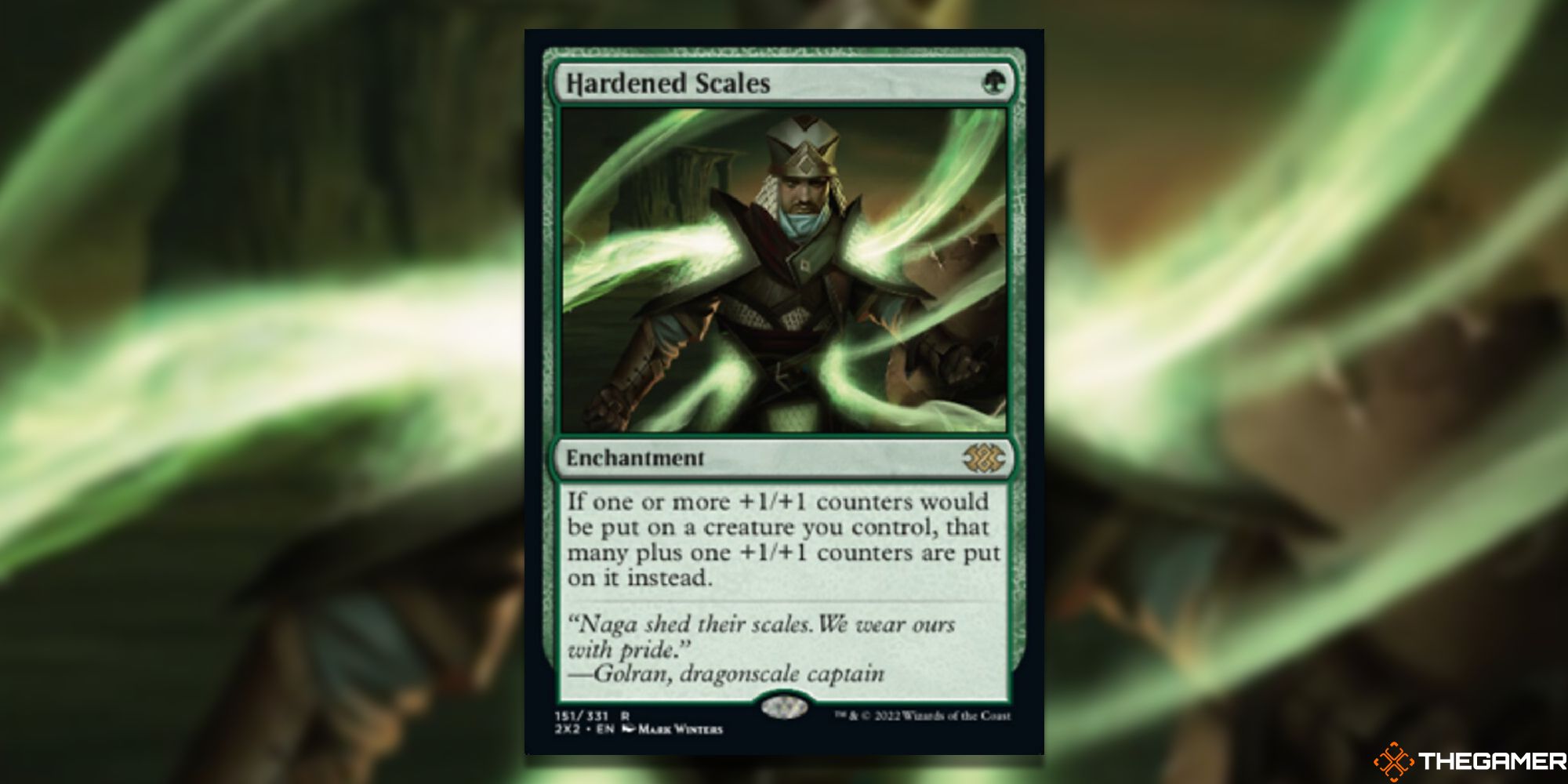 Image of the Hardened Scales card in Magic: The Gathering, with art by Mark Winters