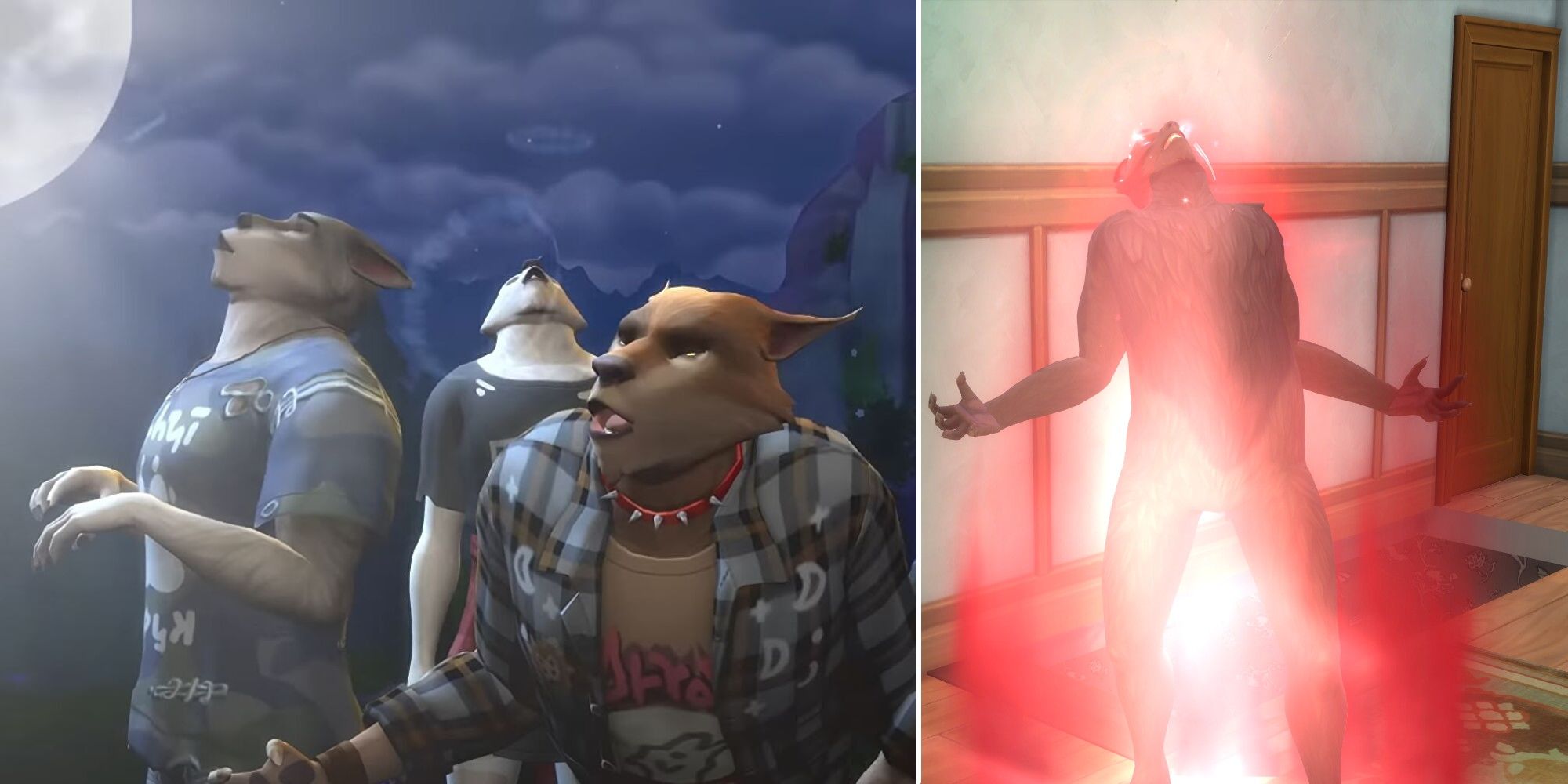 Werewolves howling at the moon and transforming in The Sims 4 Werewolves