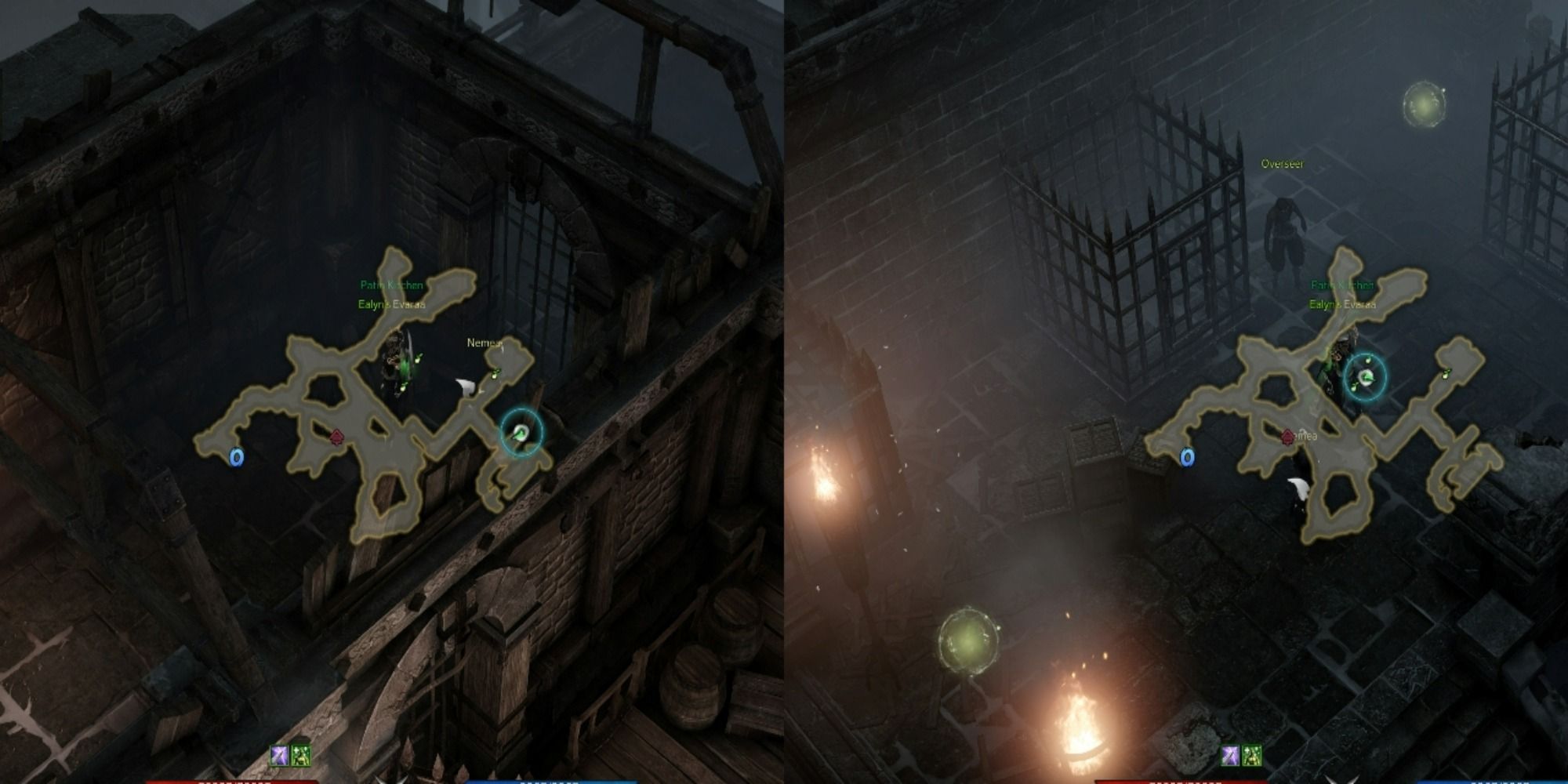 Lost Ark split image of Kalthertz Island Mokoko Seeds 2 and 3 with minimap open