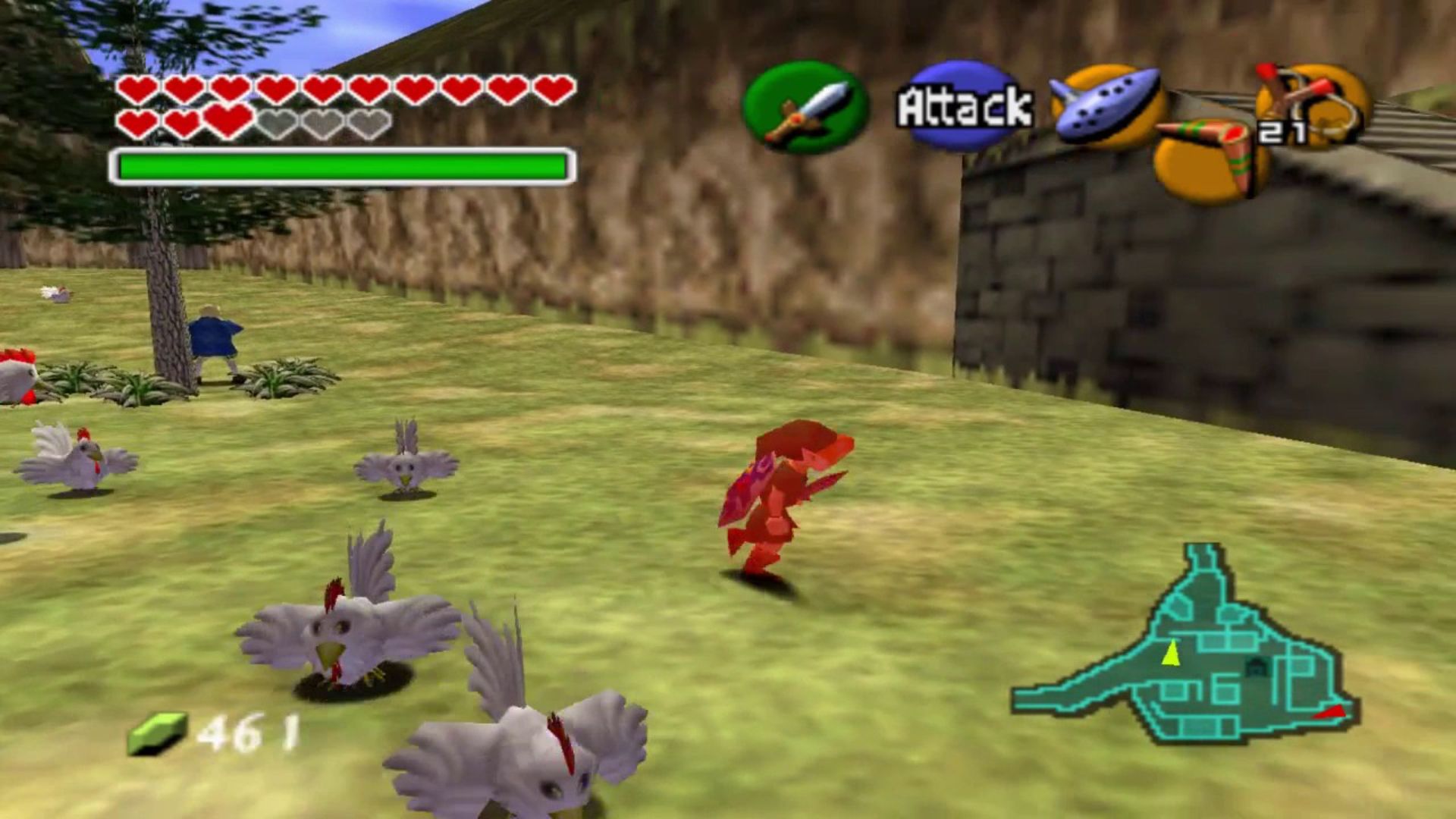Legend Of Zelda Link getting attack by Cuckoos