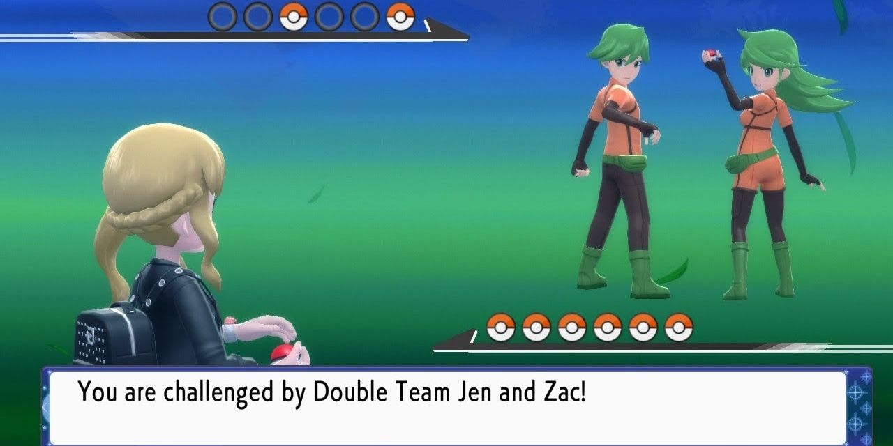 Blonde player character battling the Double Team Jen and Zac