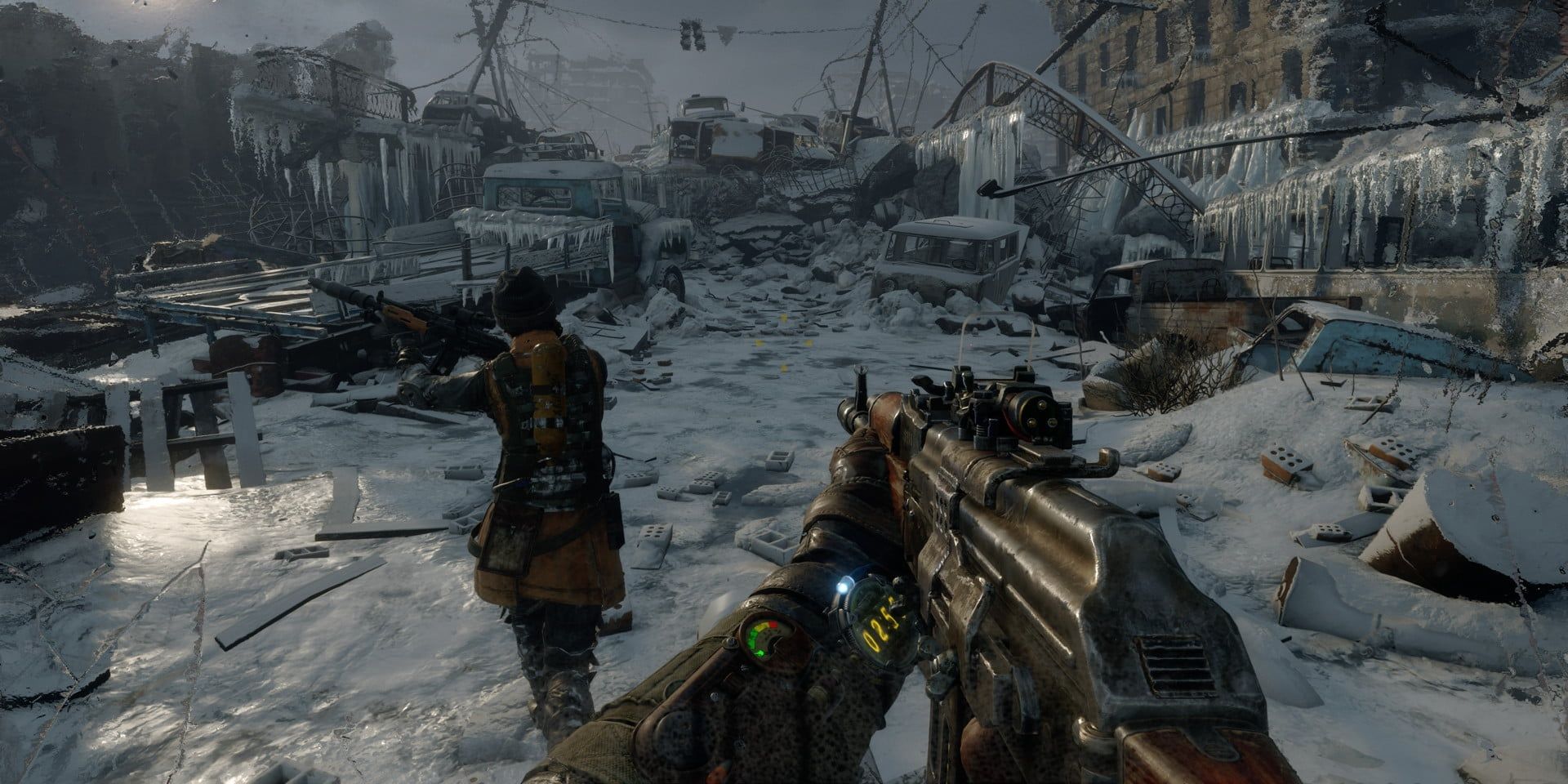 A screenshot showing gameplay in Metro Exodus