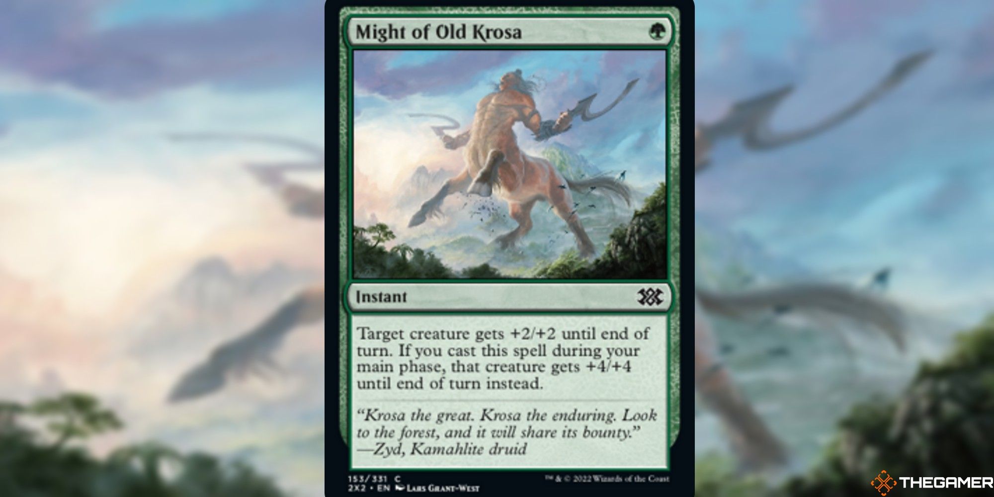 mtg might of old krosa full card and art background