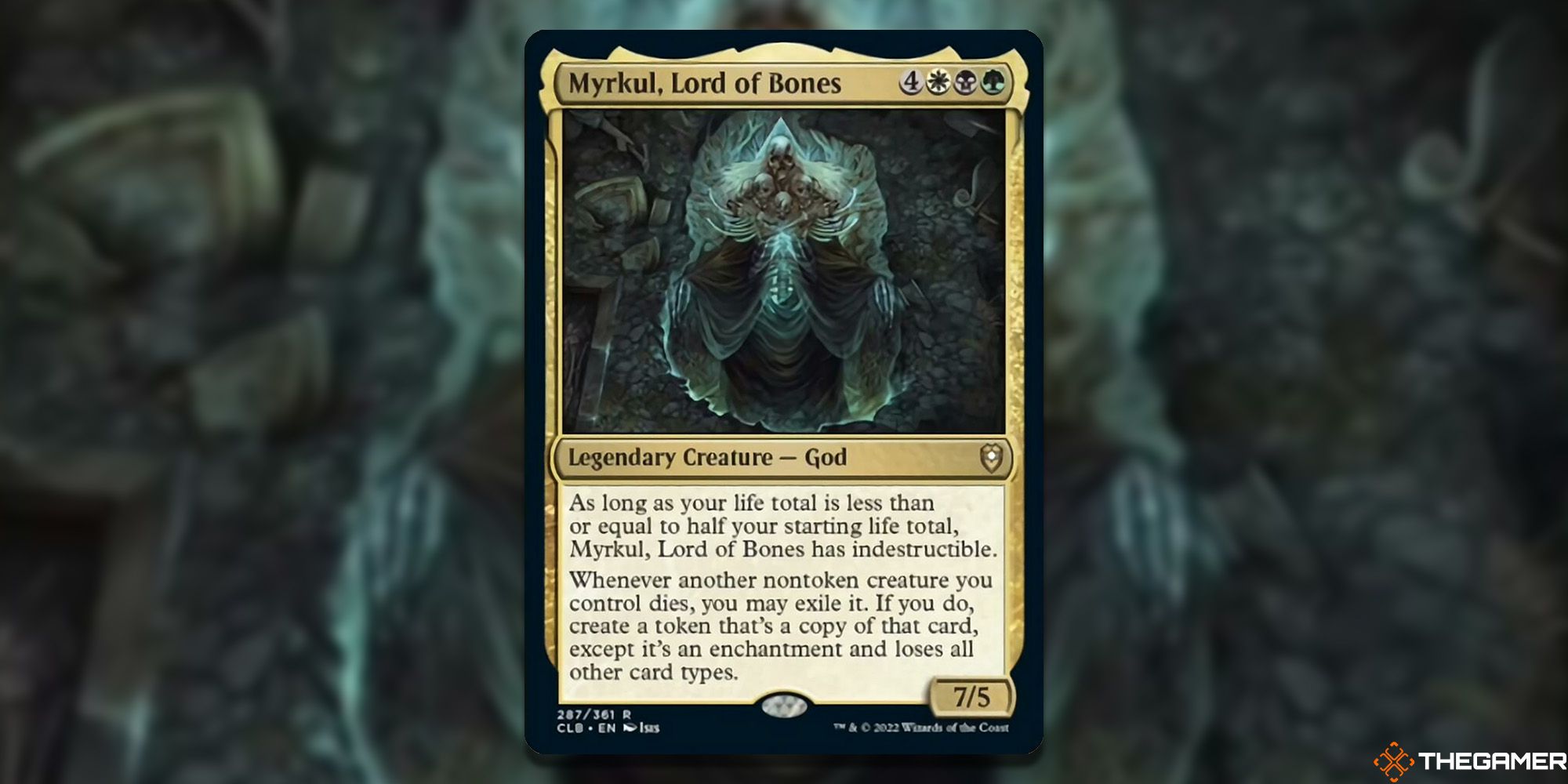 Image of the myrkul, lord of bones card in Magic: The Gathering, with art by Isis