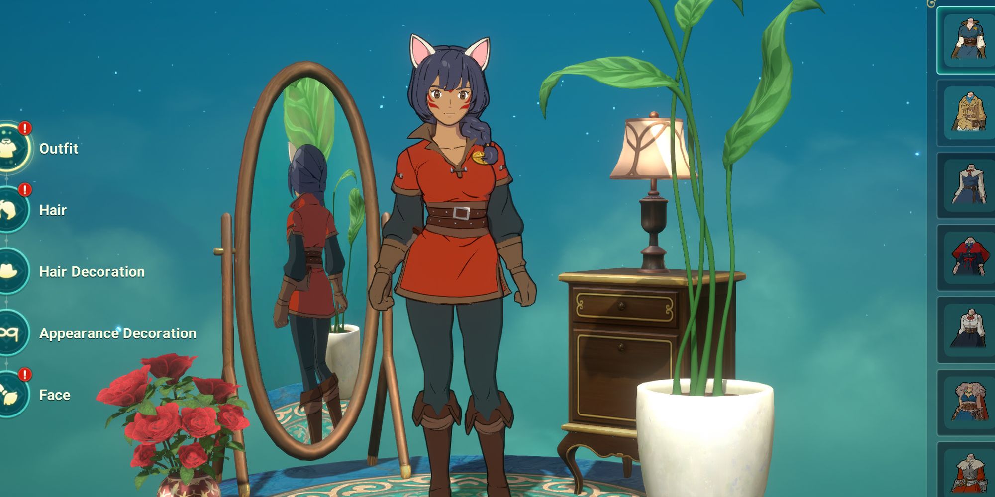 Ni No Kuni Cross Worlds outfit selection screen.