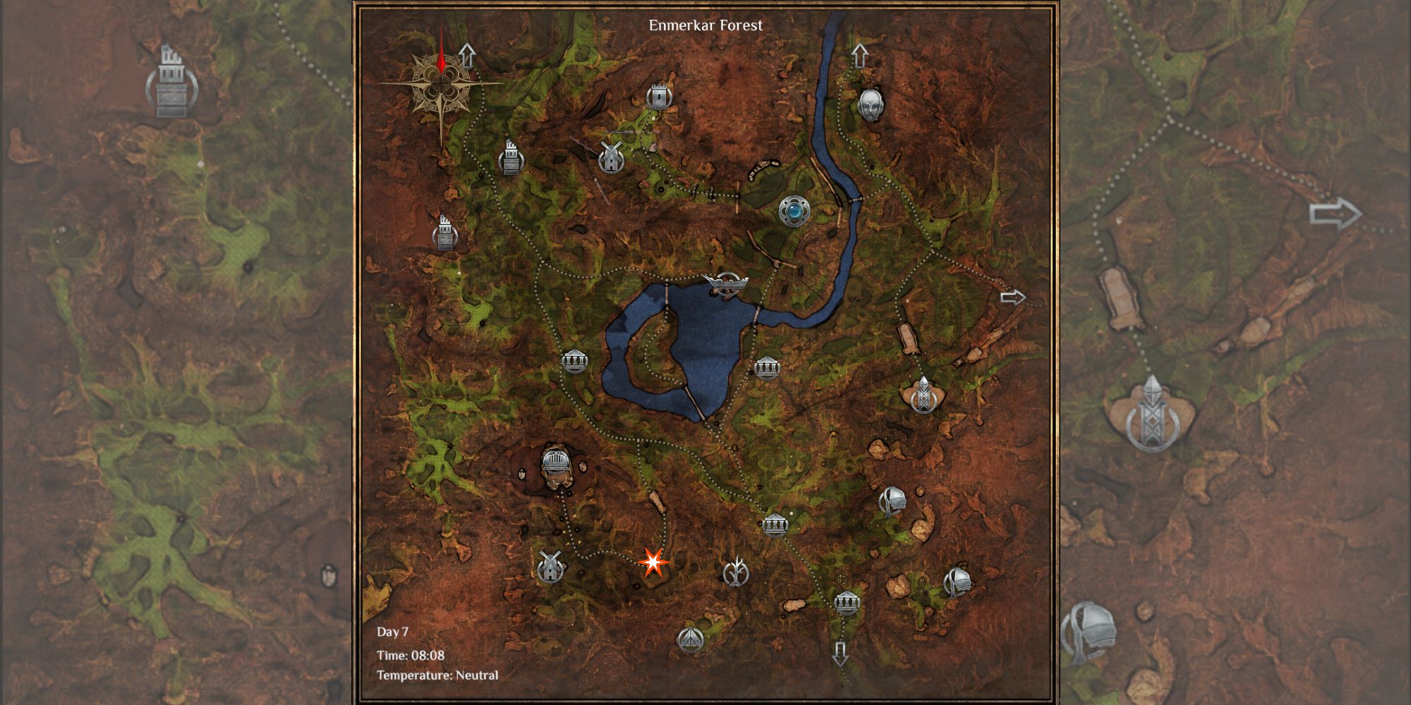 location of mercenary caption marked on map