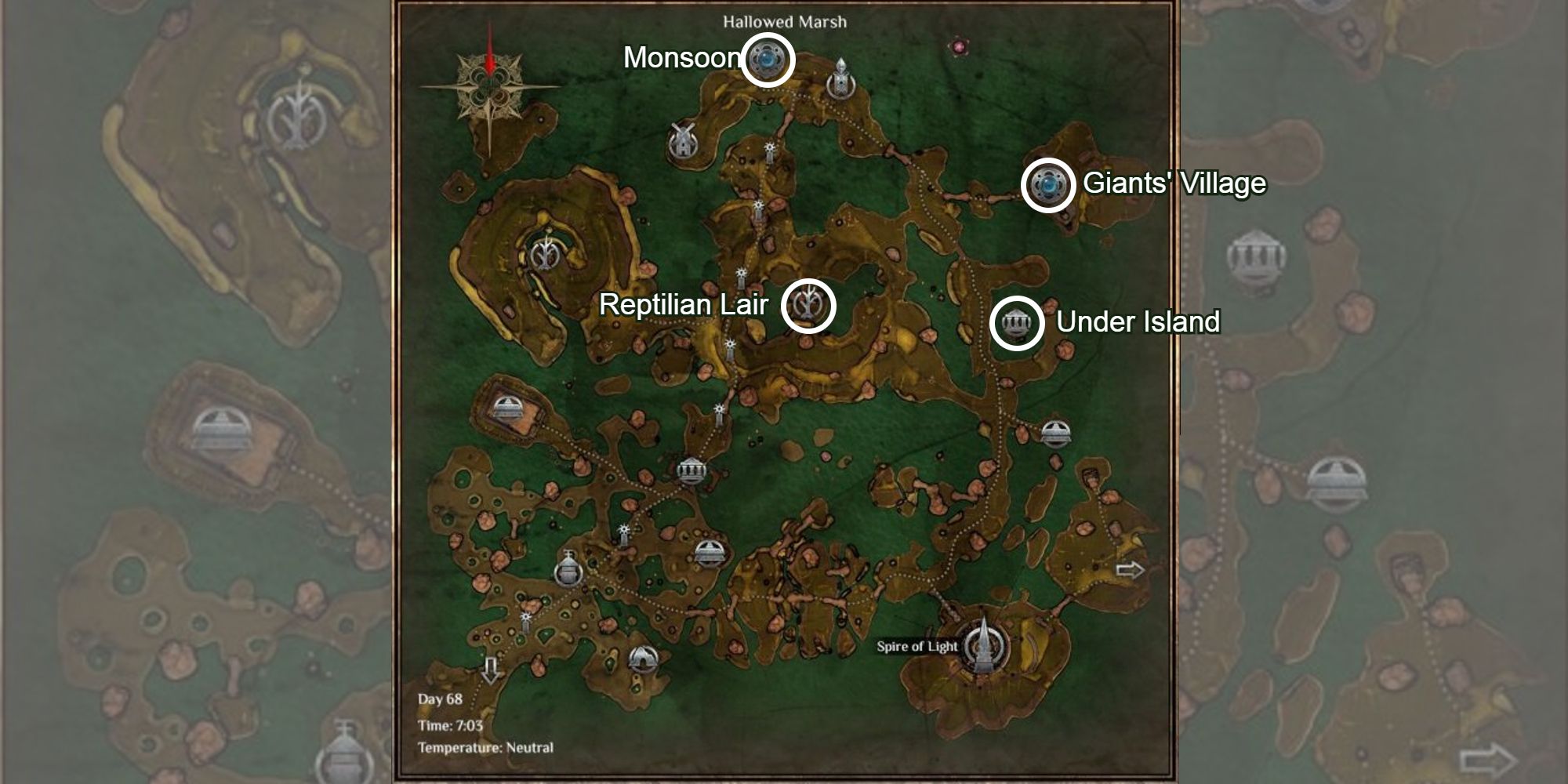 hallowed marsh map with ash giants locations marked