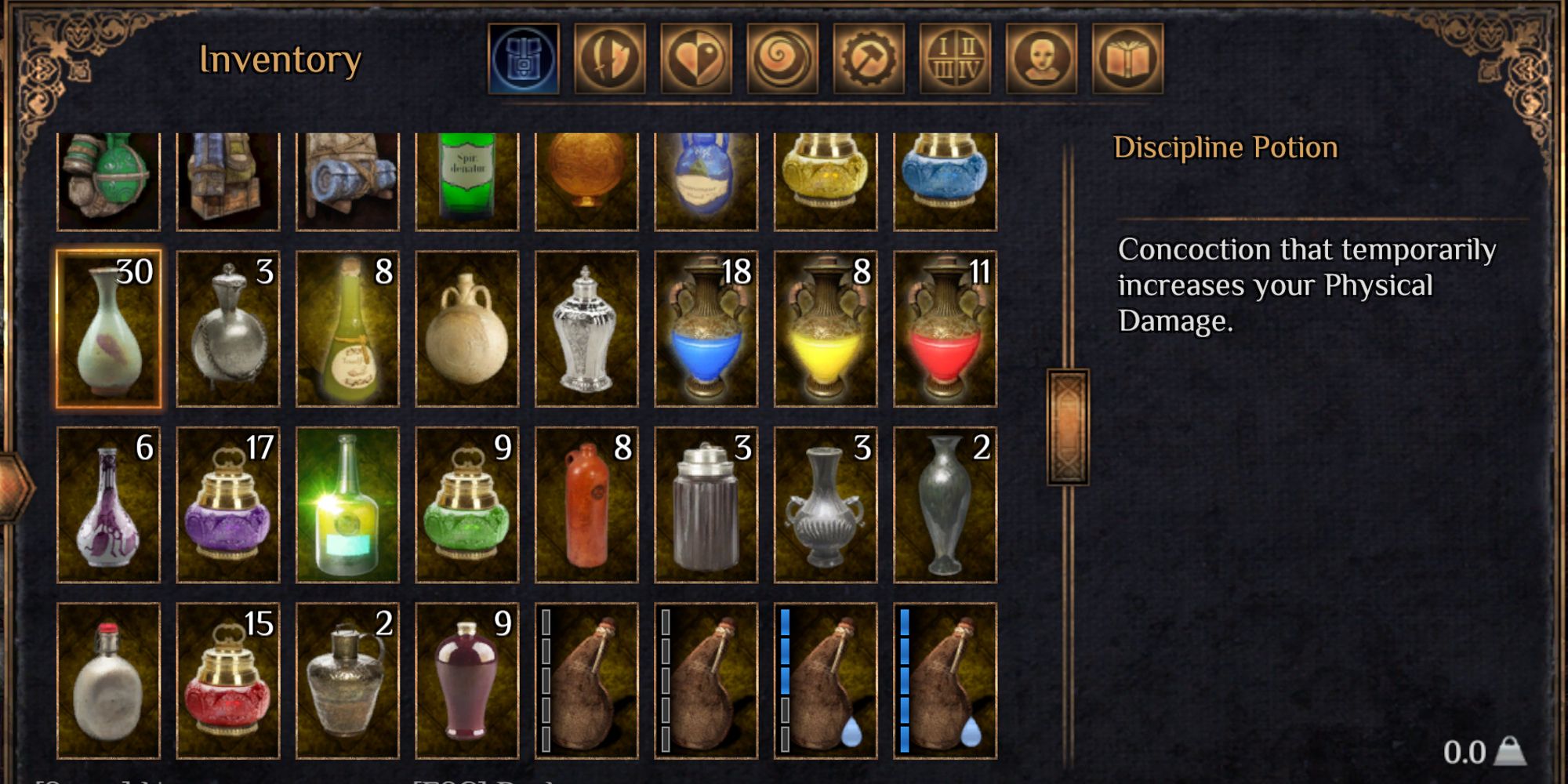 potions in player inventory