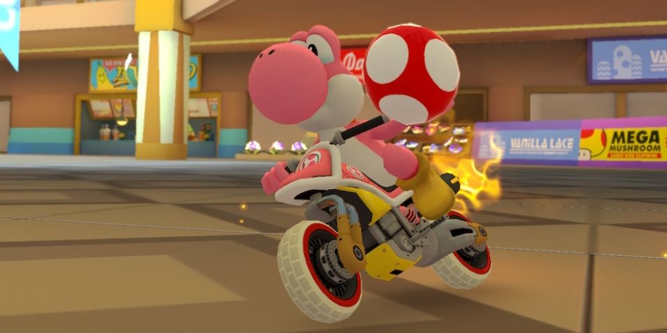 pink yoshi standard bike mario kart 8